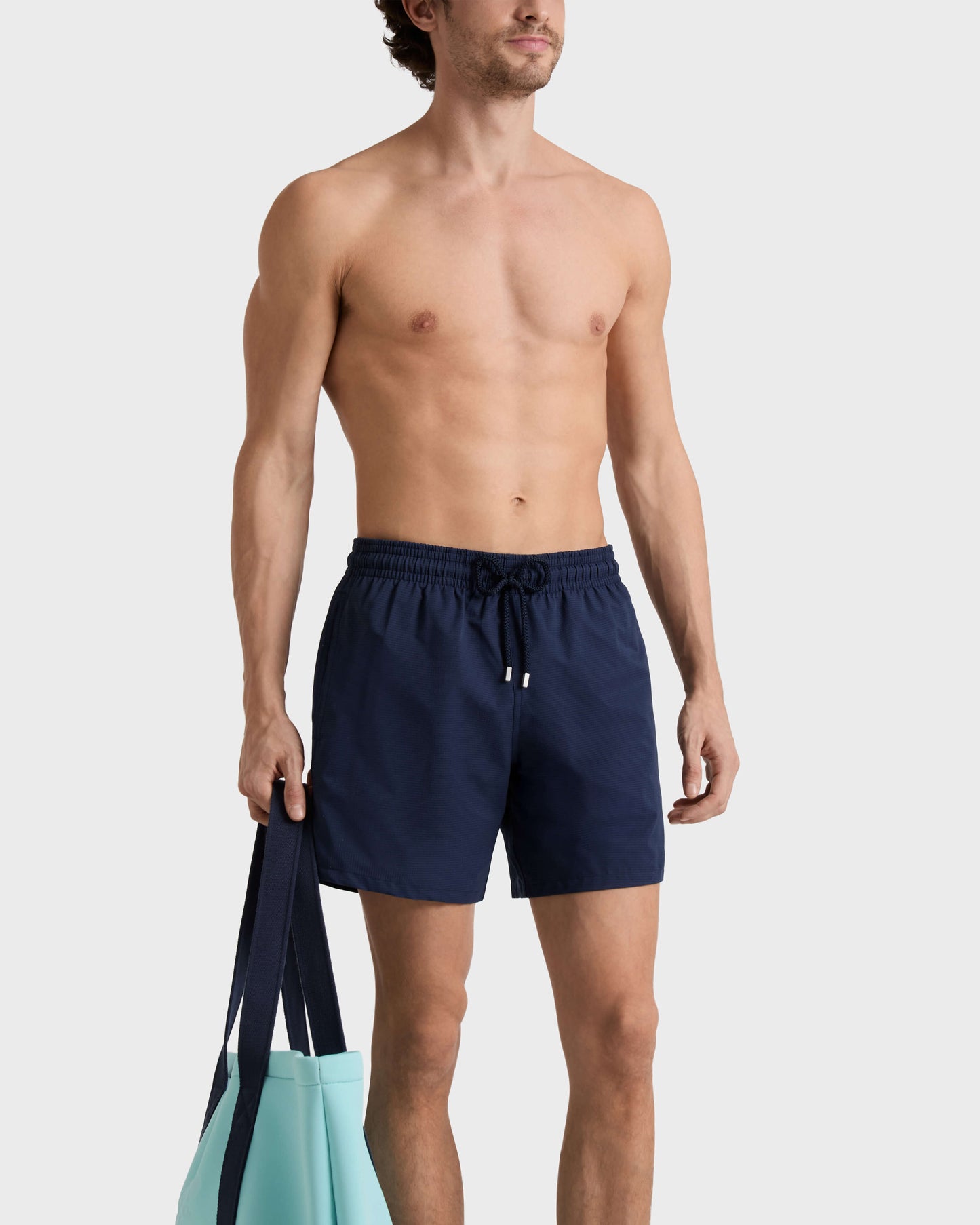 Vilebrequin Men Micro-Perforated Ultra-Light and Packable Swim Trunks Solid - Blue Navy