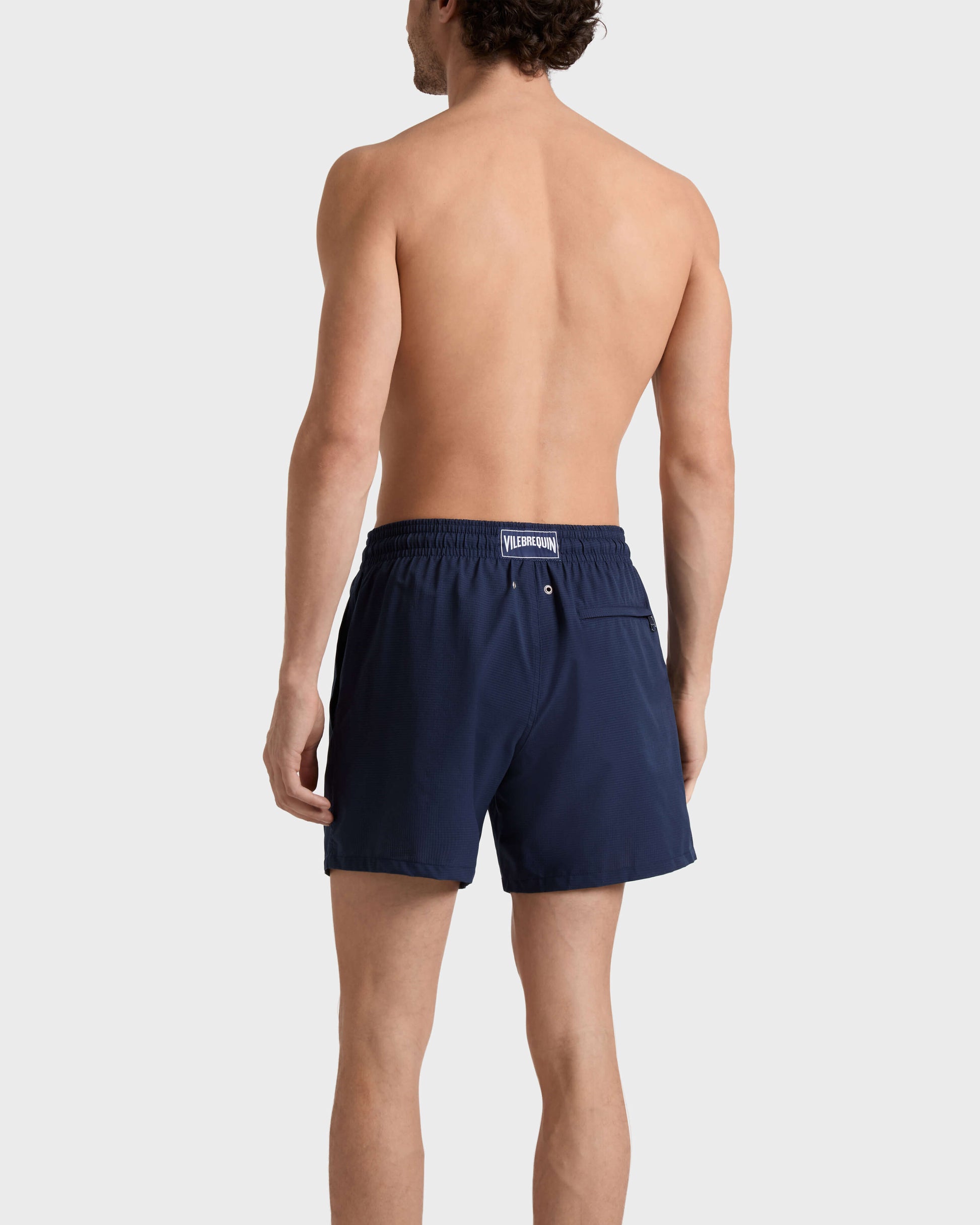Vilebrequin Men Micro-Perforated Ultra-Light and Packable Swim Trunks Solid - Blue Navy