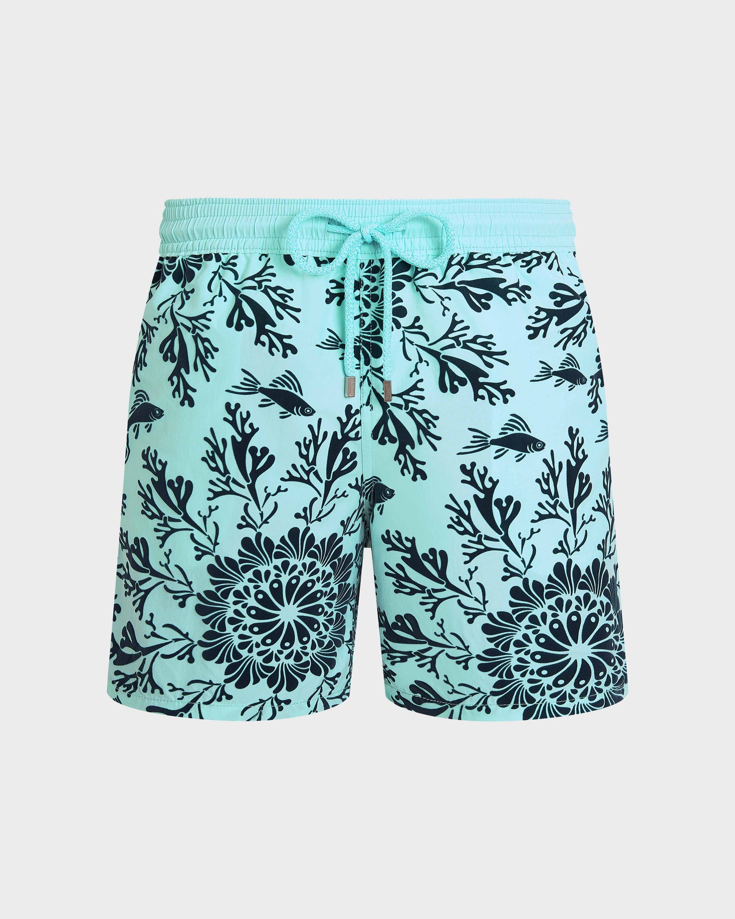 Vilebrequin Men Swim Trunks Flocked Coral Mandala - Blue Oxygene