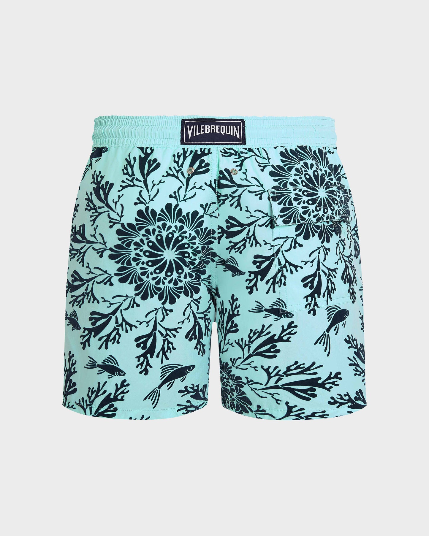 Vilebrequin Men Swim Trunks Flocked Coral Mandala - Blue Oxygene