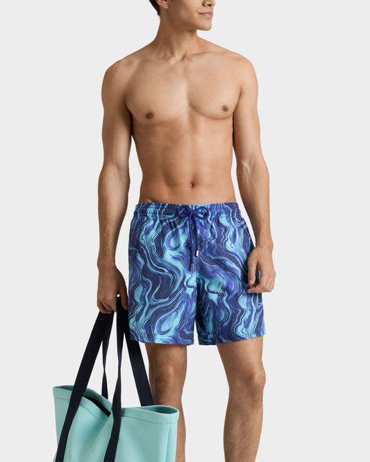 Vilebrequin Men Swim Trunks Marble - Blue Versailles