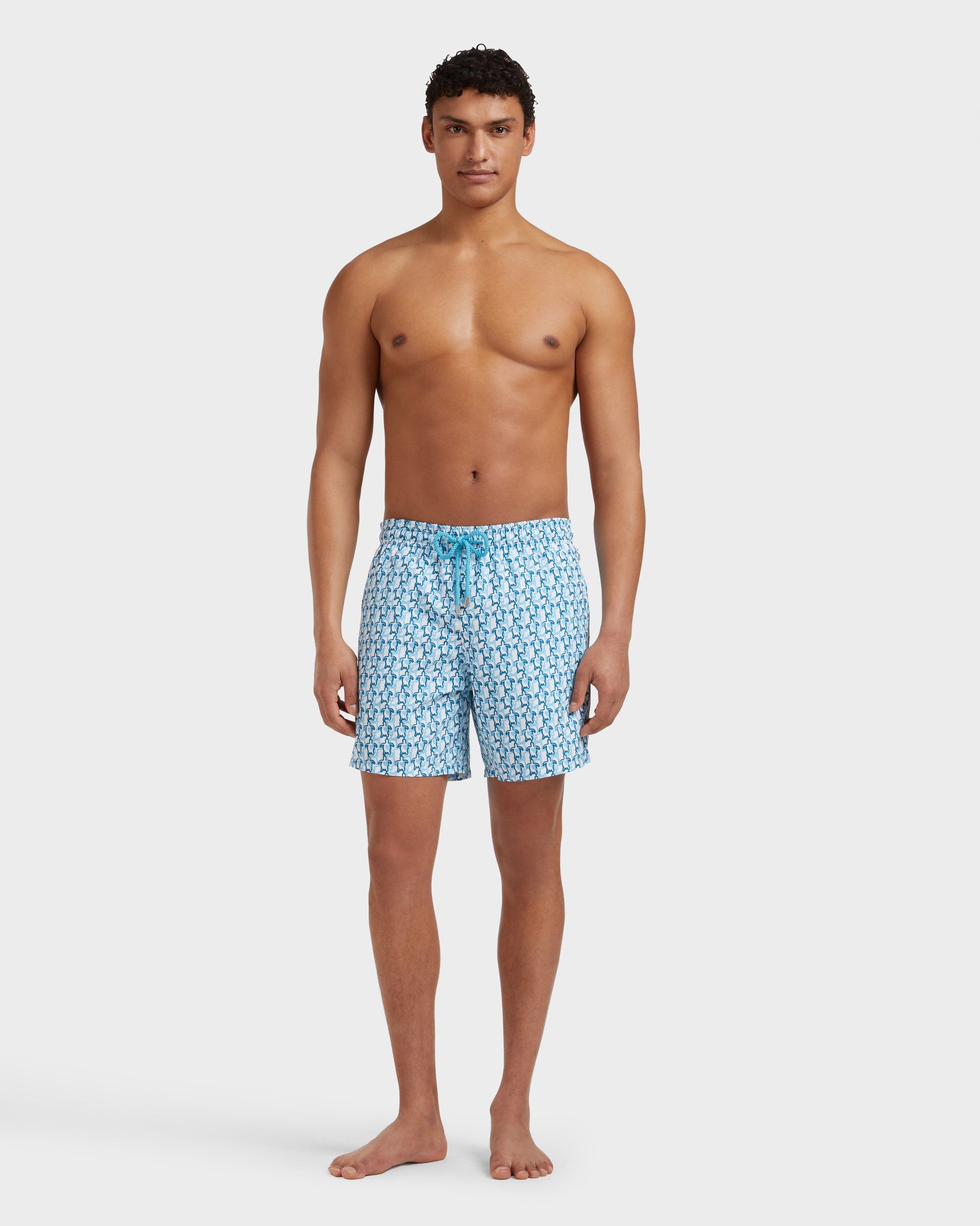 Vilebrequin Men Swim Shorts Turtles Net - White