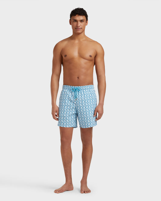 Vilebrequin Men Swim Shorts Turtles Net - White