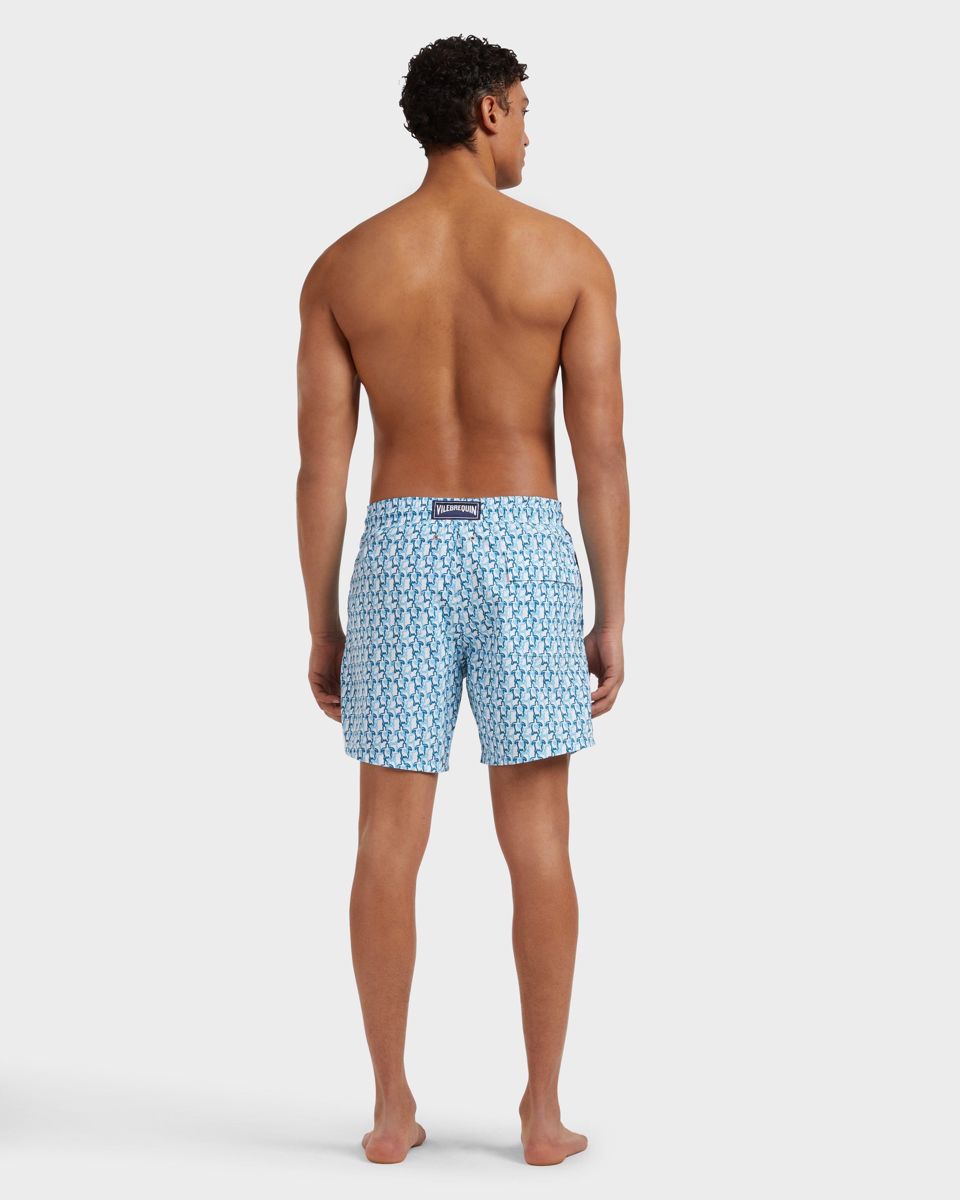 Vilebrequin Men Swim Shorts Turtles Net - White