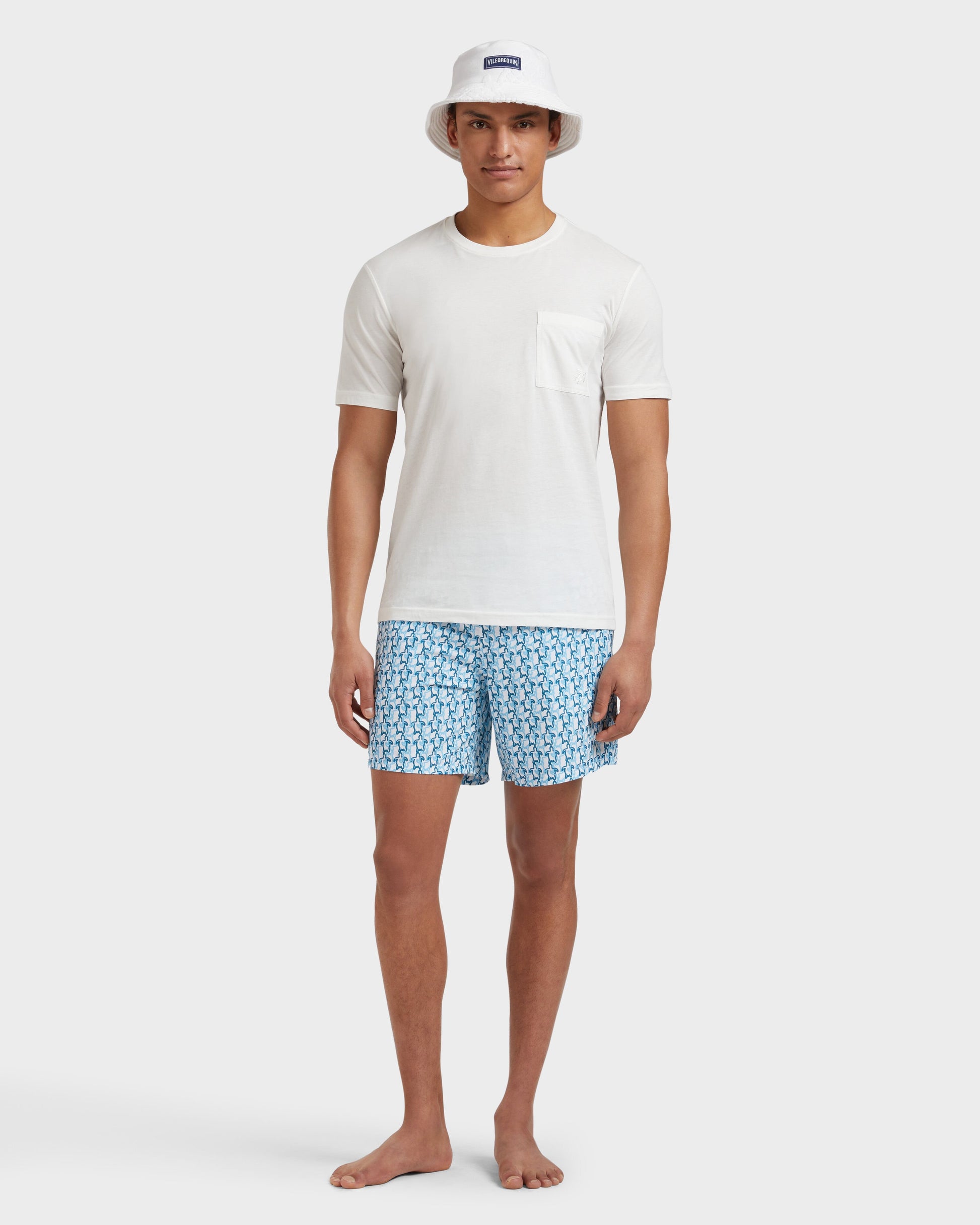 Vilebrequin Men Swim Shorts Turtles Net - White