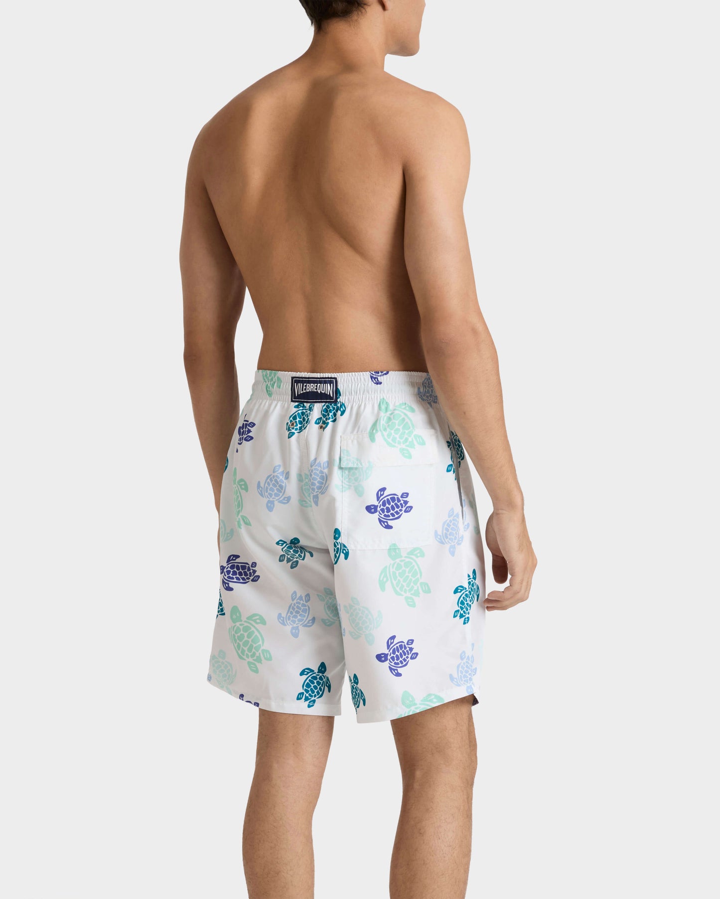 Vilebrequin Men Long Swim Trunks Tortues Multicolores - White