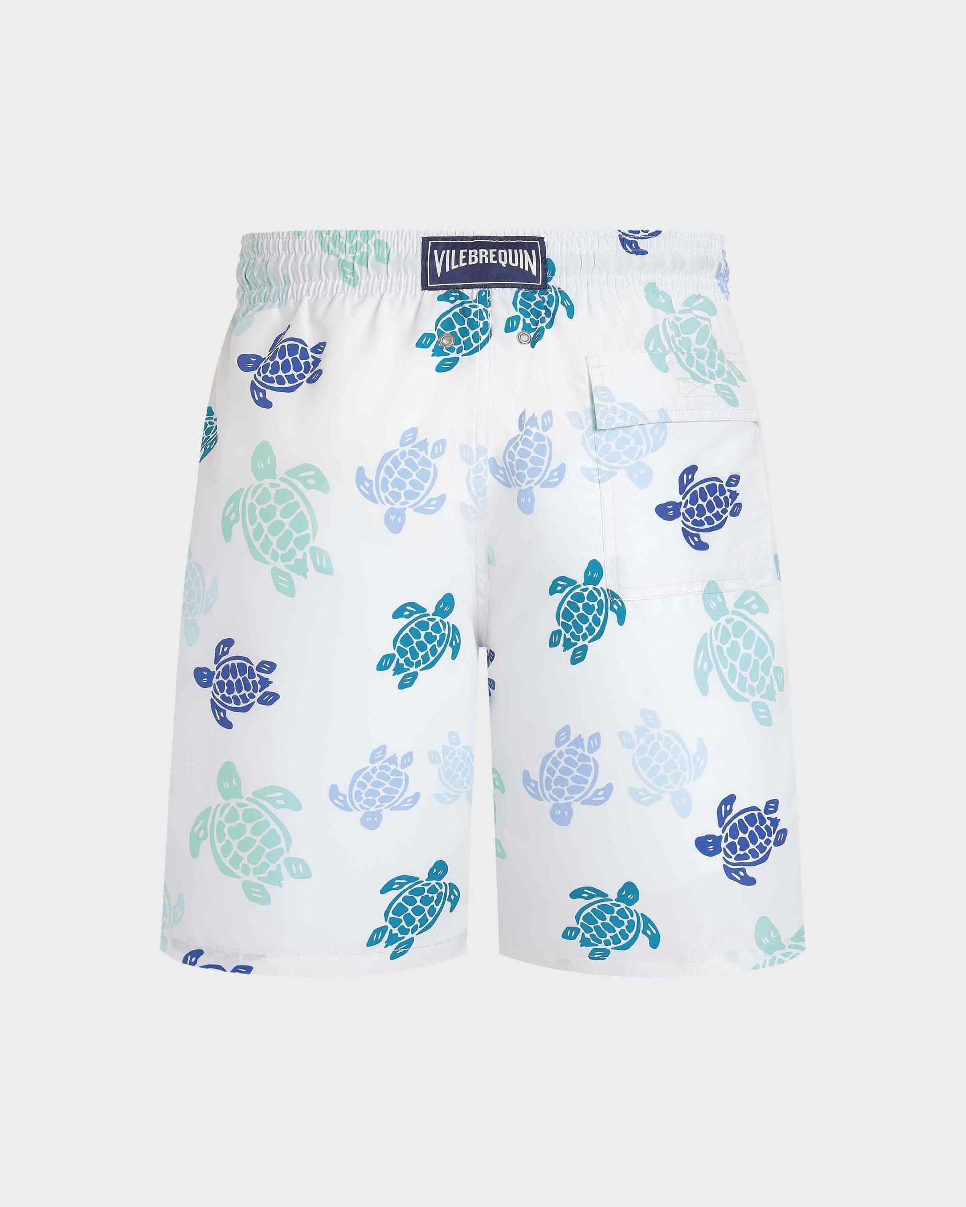 Vilebrequin Men Long Swim Trunks Tortues Multicolores - White