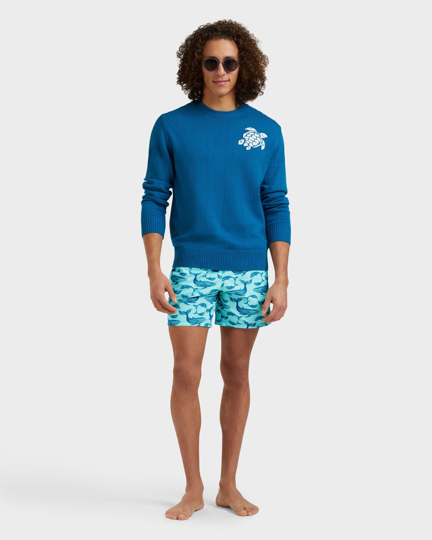 Vilebrequin Men Swim Shorts Whales - Blue note