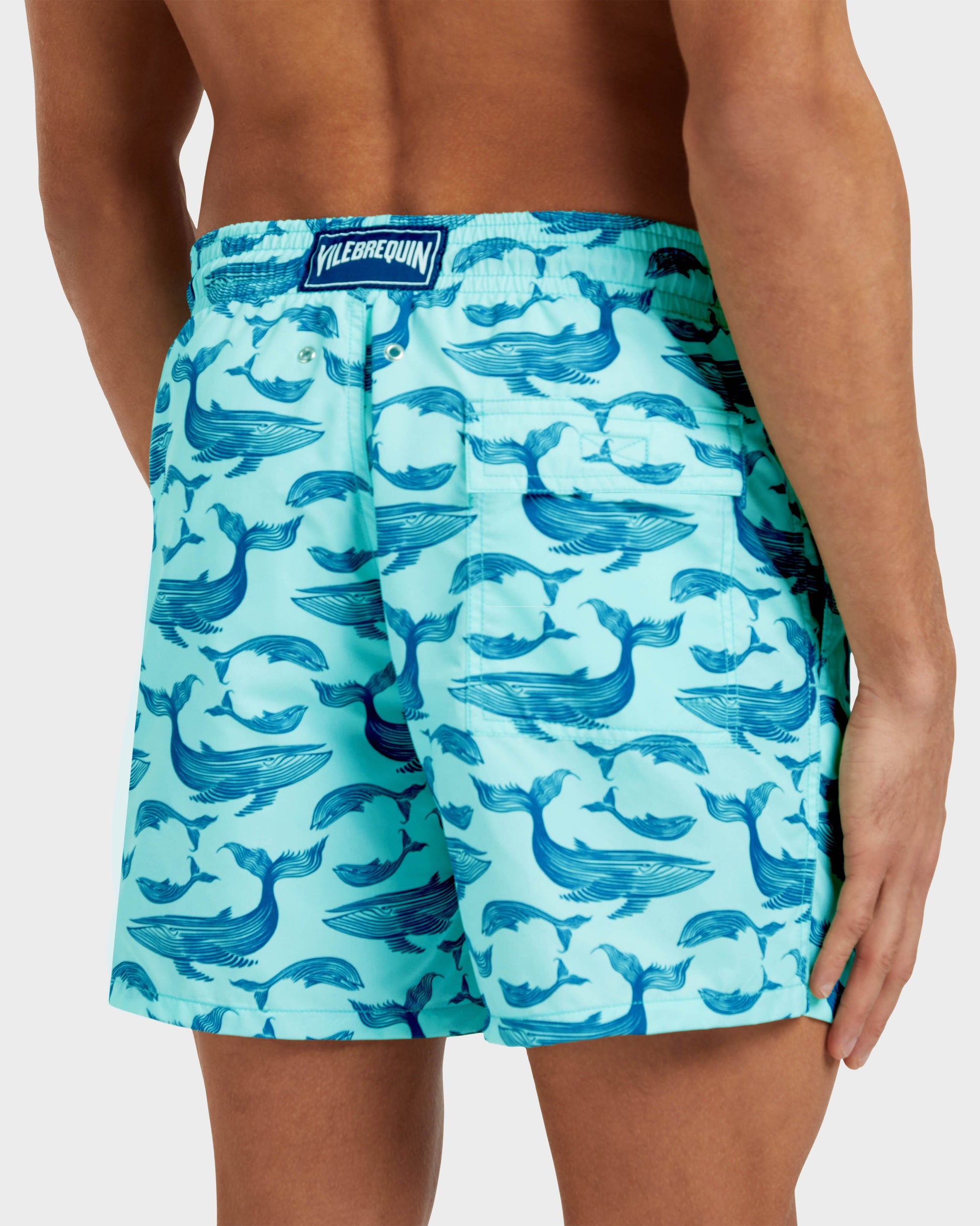 Vilebrequin Men Swim Shorts Whales - Blue note
