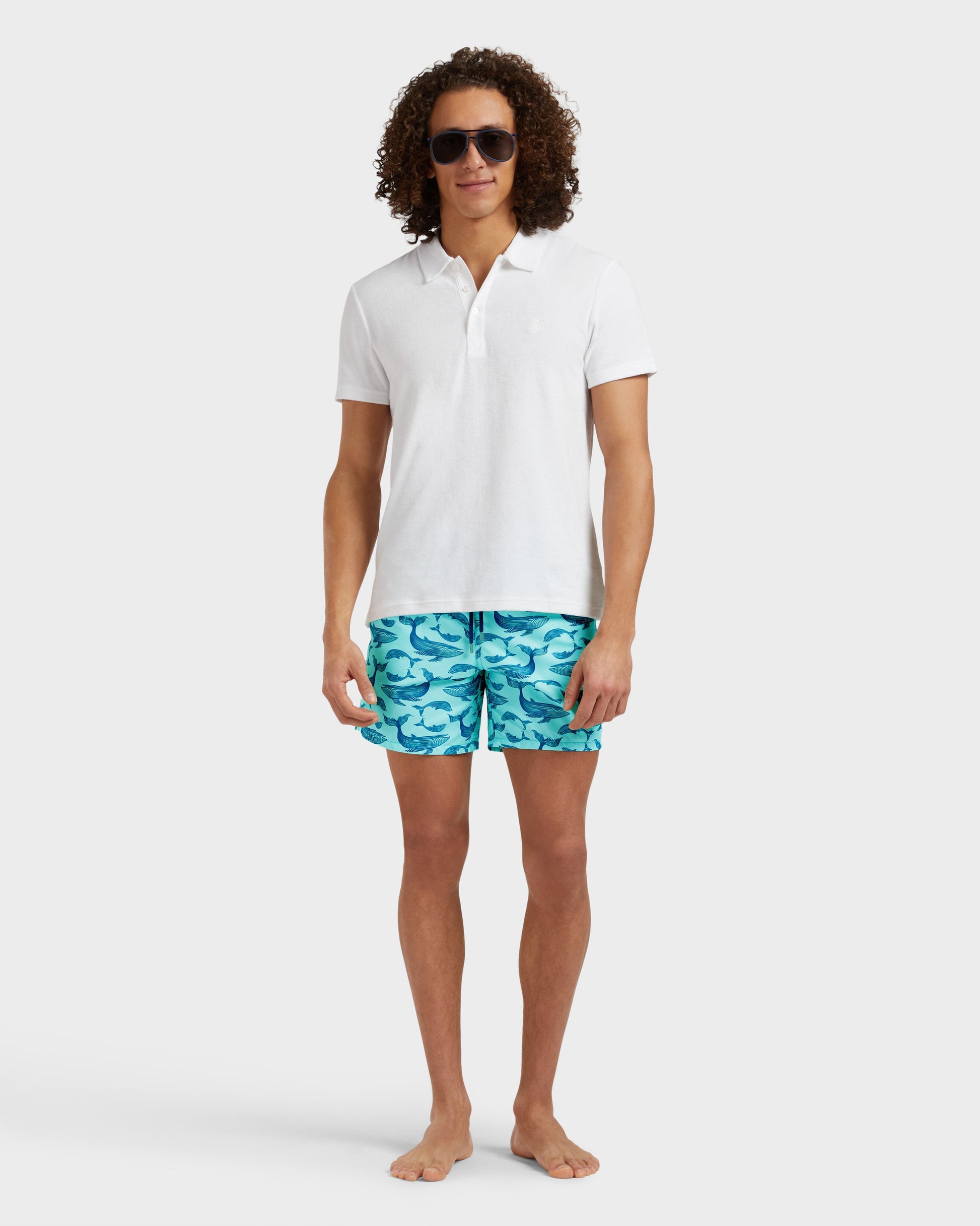 Vilebrequin Men Swim Shorts Whales - Blue note