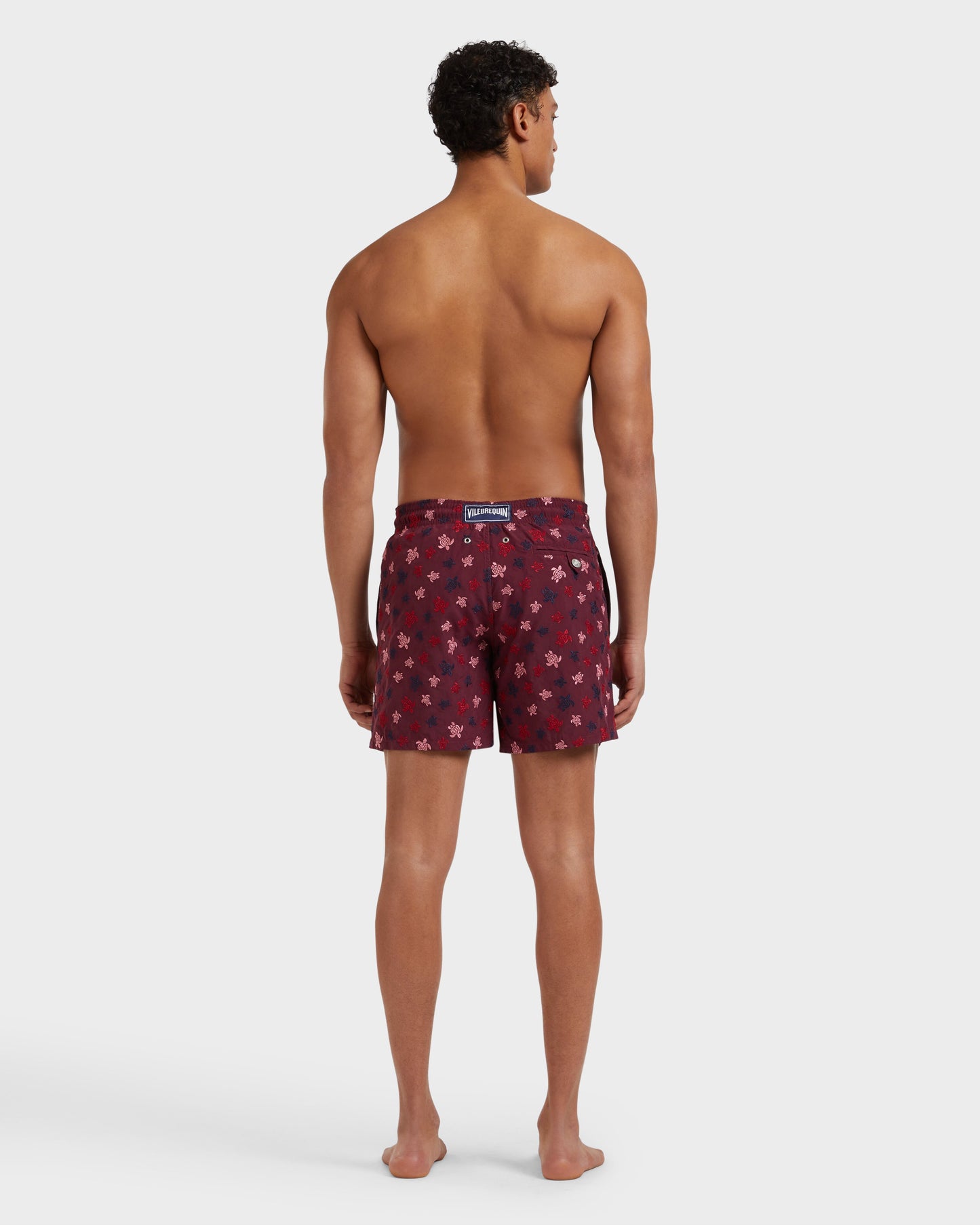Vilebrequin Men Swim Shorts Embroidered Micro Ronde Des Tortues - Limited Edition - Red Bacchus