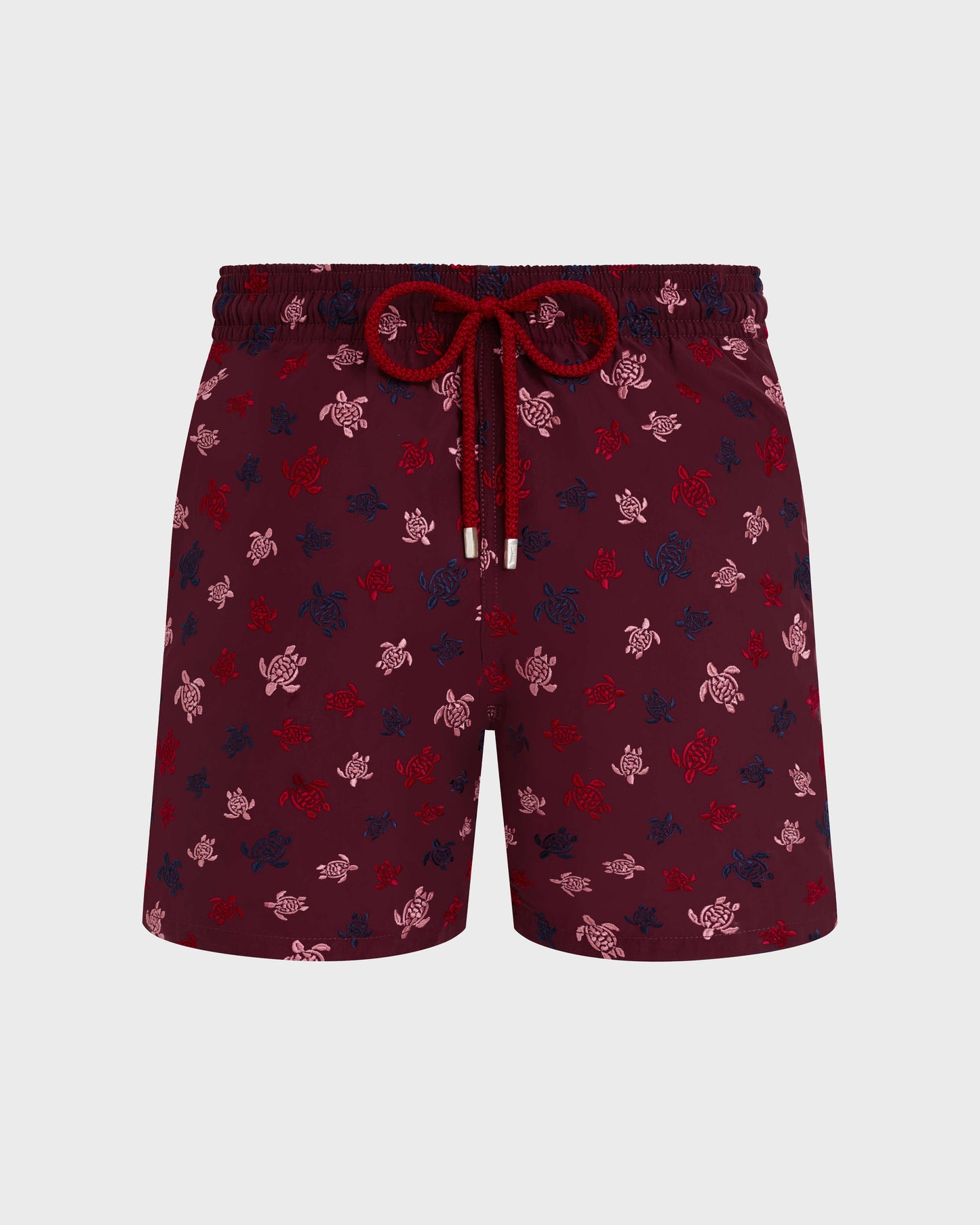 Vilebrequin Men Swim Shorts Embroidered Micro Ronde Des Tortues - Limited Edition - Red Bacchus
