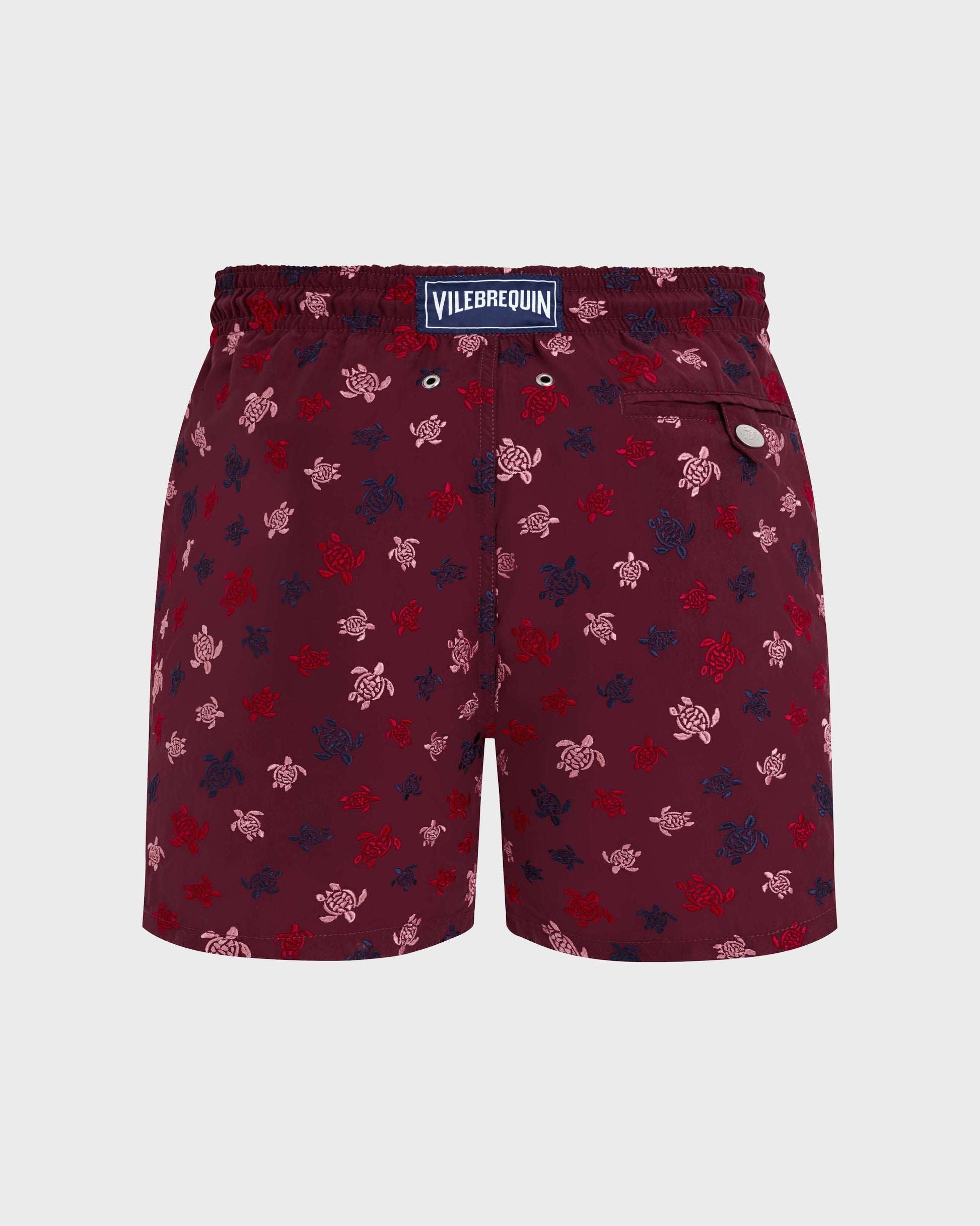 Vilebrequin Men Swim Shorts Embroidered Micro Ronde Des Tortues - Limited Edition - Red Bacchus