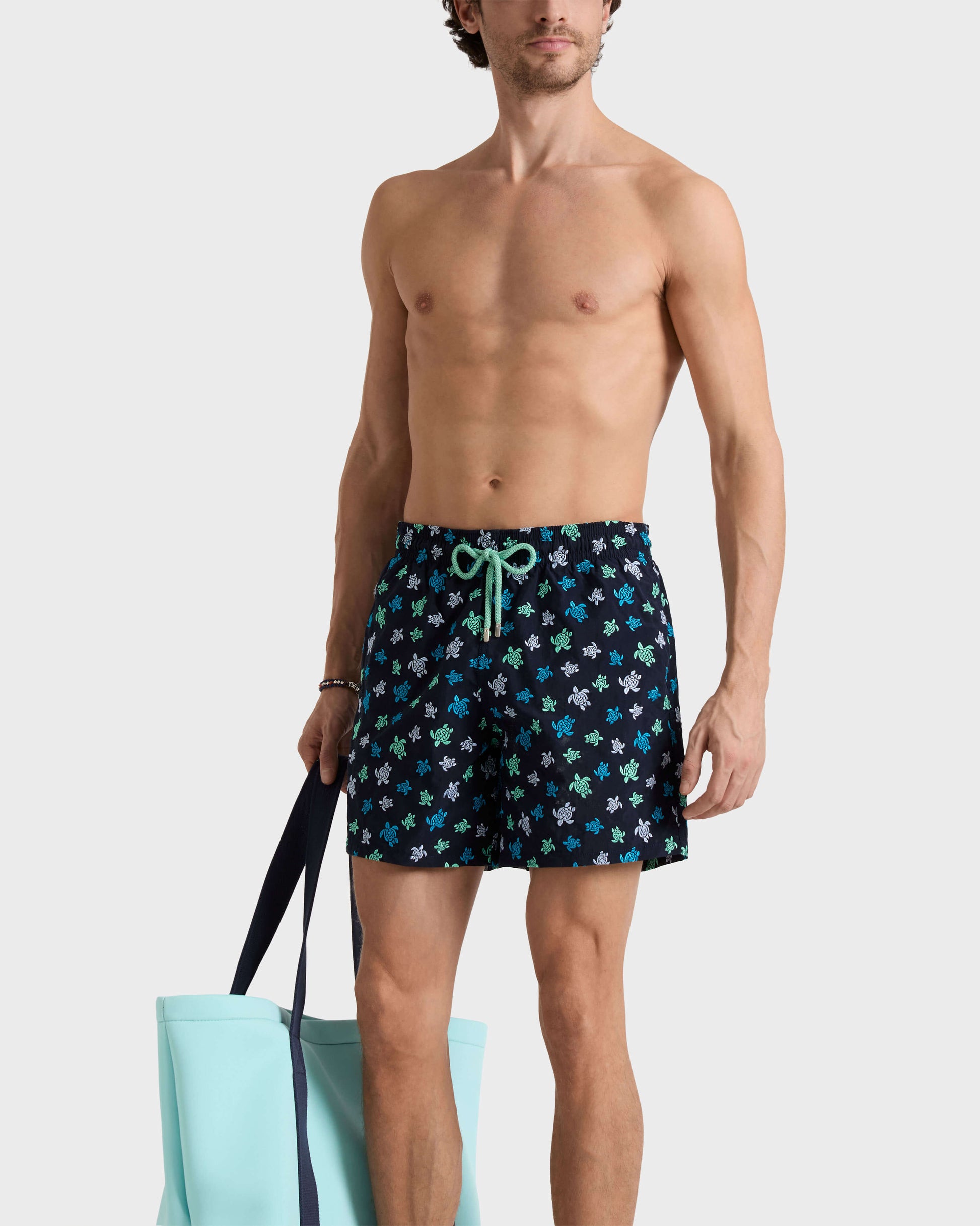 Vilebrequin Men Embroidered Swim Trunks Micro Ronde des Tortues - Limited Edition - Blue Navy