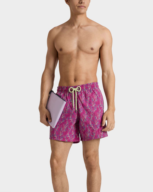 Vilebrequin Men Embroidered Swim Trunks X-Ray Seaweed - Limited Edition - Red Crimson purple
