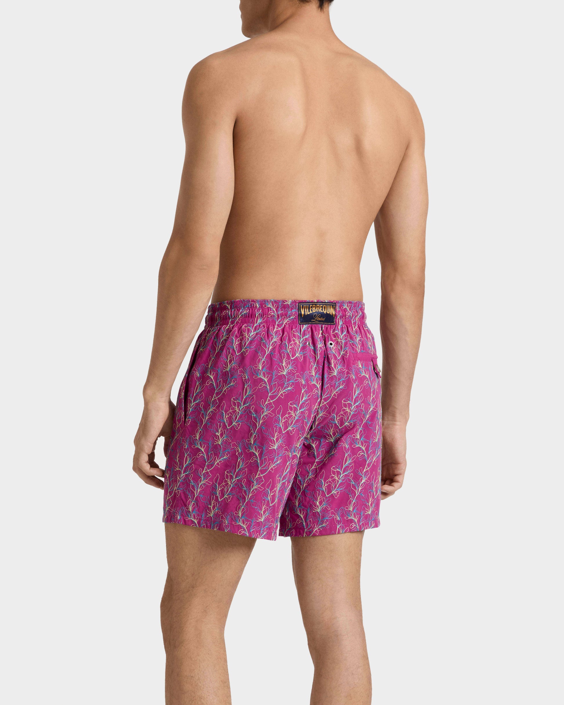 Vilebrequin Men Embroidered Swim Trunks X-Ray Seaweed - Limited Edition - Red Crimson purple