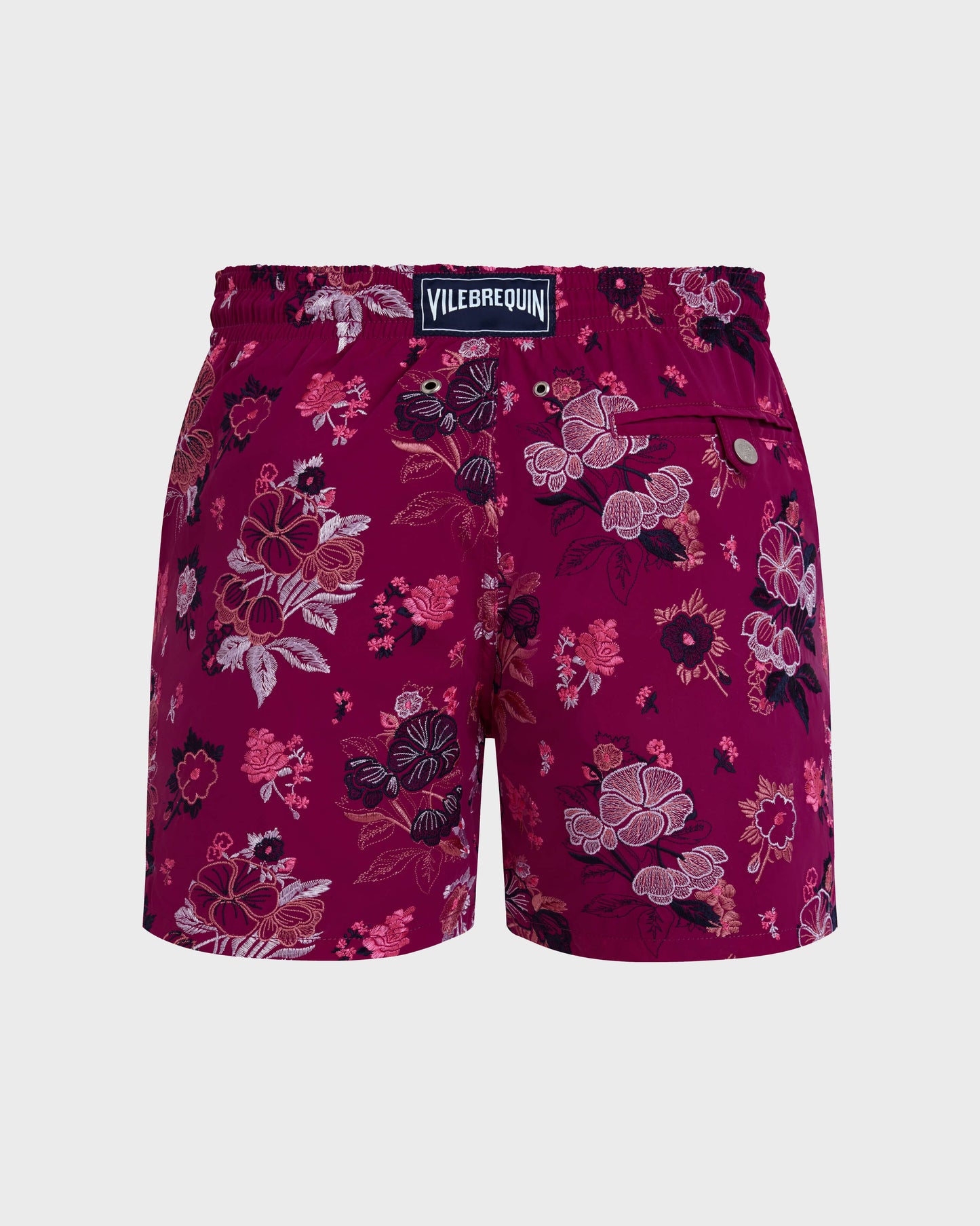 Vilebrequin Men Swim Shorts Embroidered Flowers - Limited Edition - Red Crimson purple