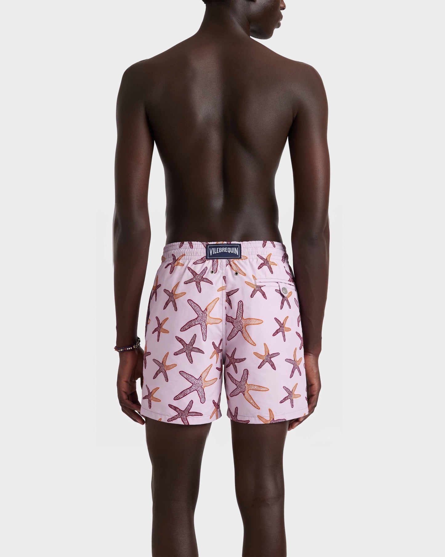 Vilebrequin Men Swim shorts Embroidered Starfish - Petale / pink