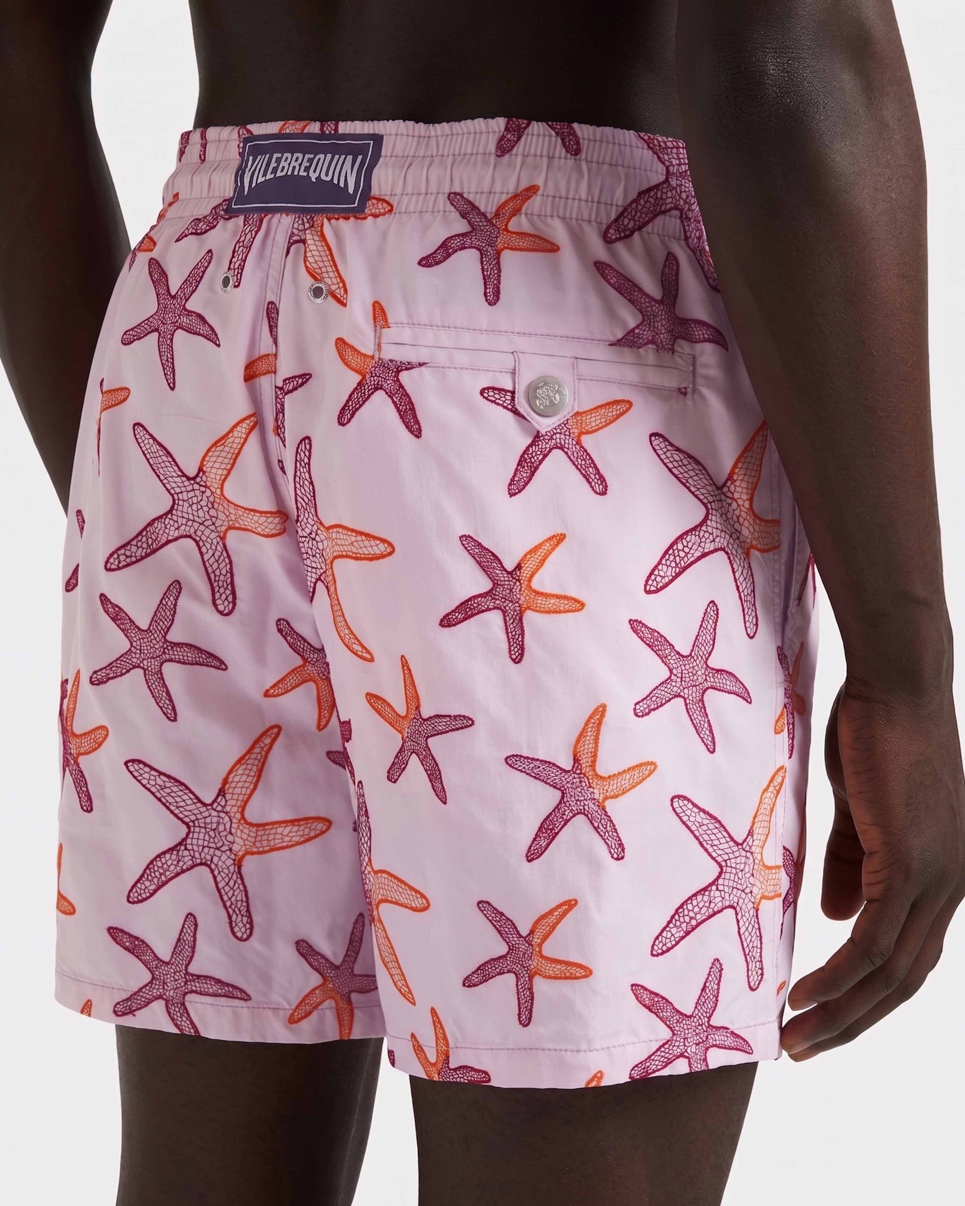 Vilebrequin Men Swim shorts Embroidered Starfish - Petale / pink