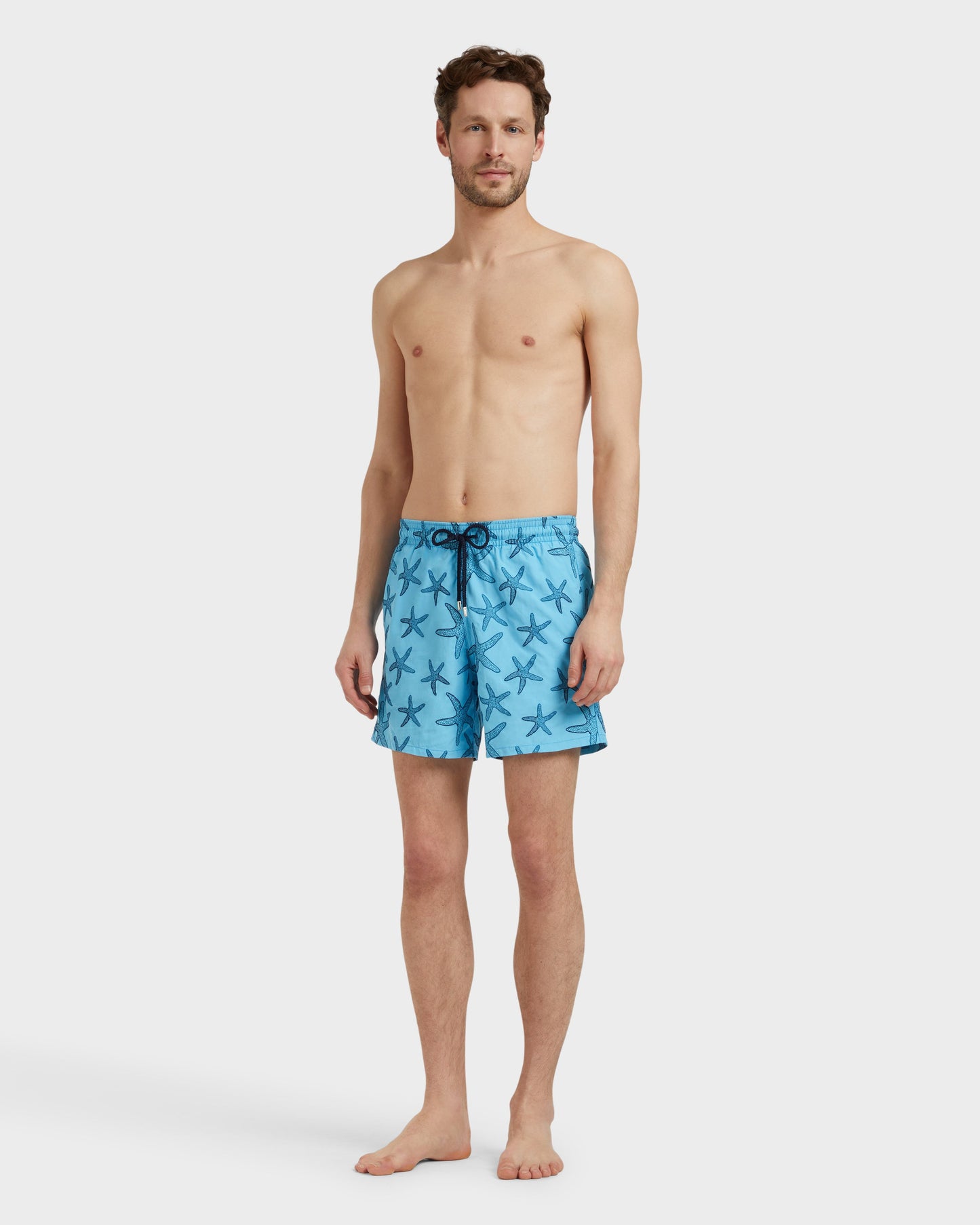 Vilebrequin Men Swim shorts Embroidered Starfish - Blue topaz