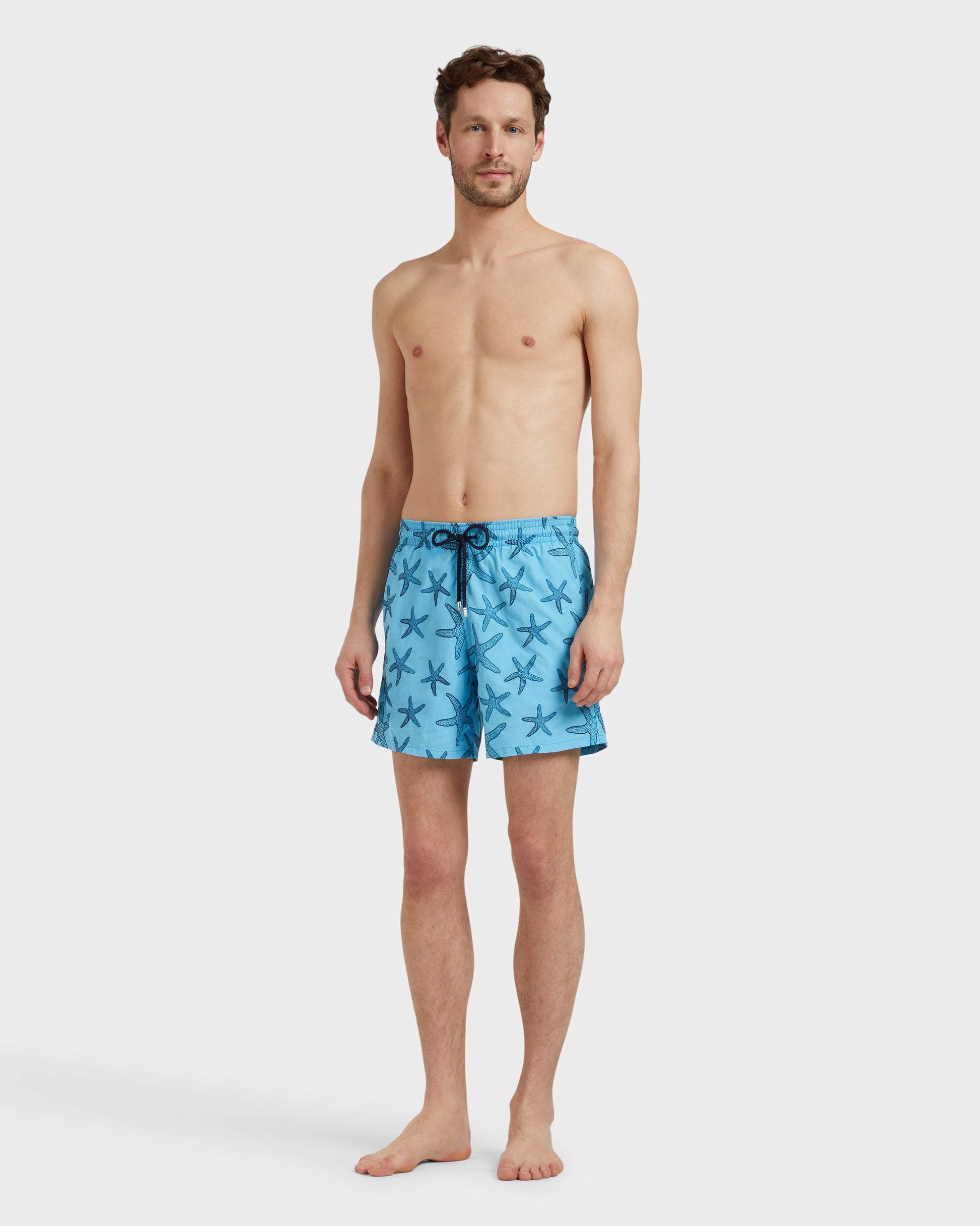 Vilebrequin Men Swim shorts Embroidered Starfish - Blue topaz