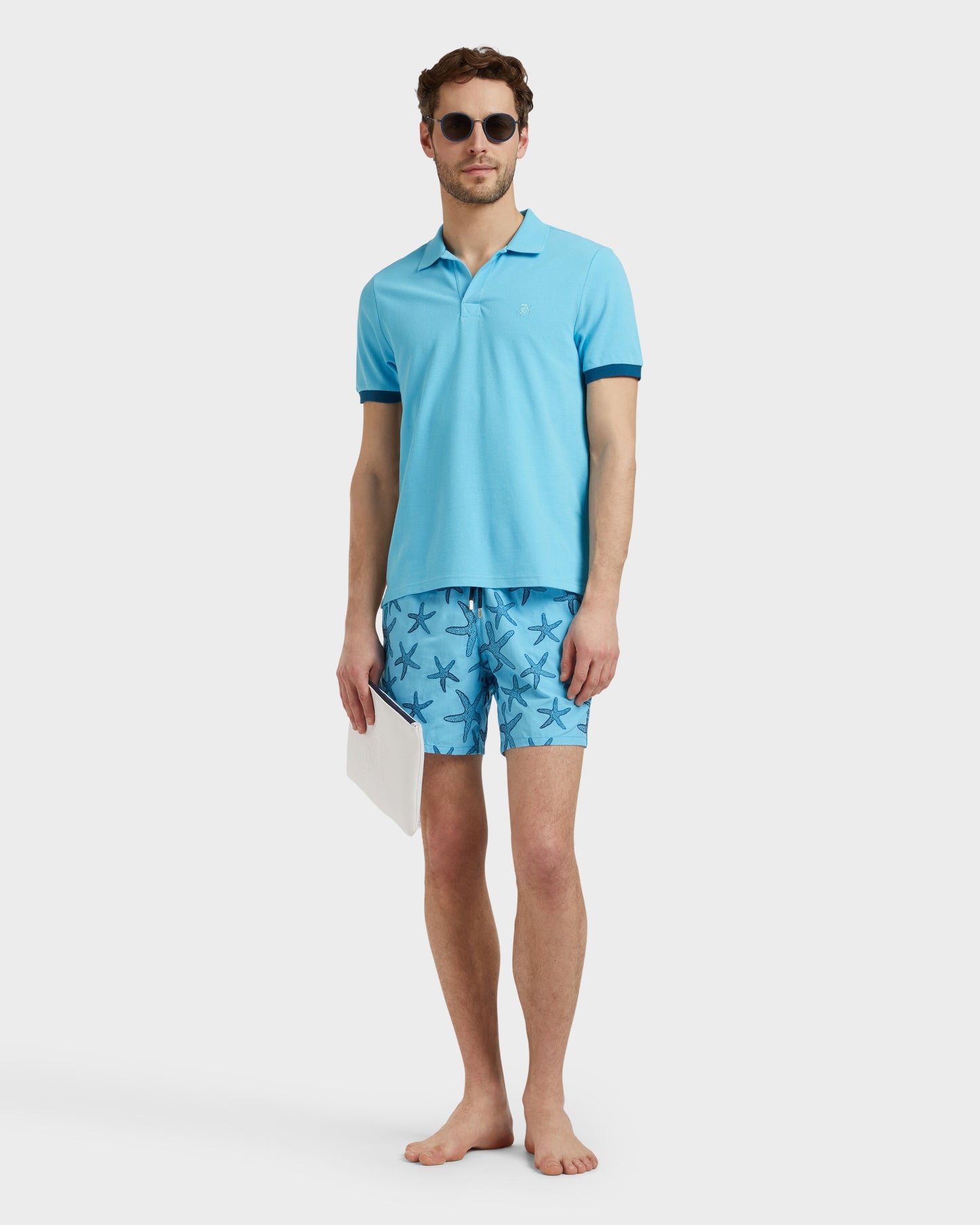Vilebrequin Men Swim shorts Embroidered Starfish - Blue topaz