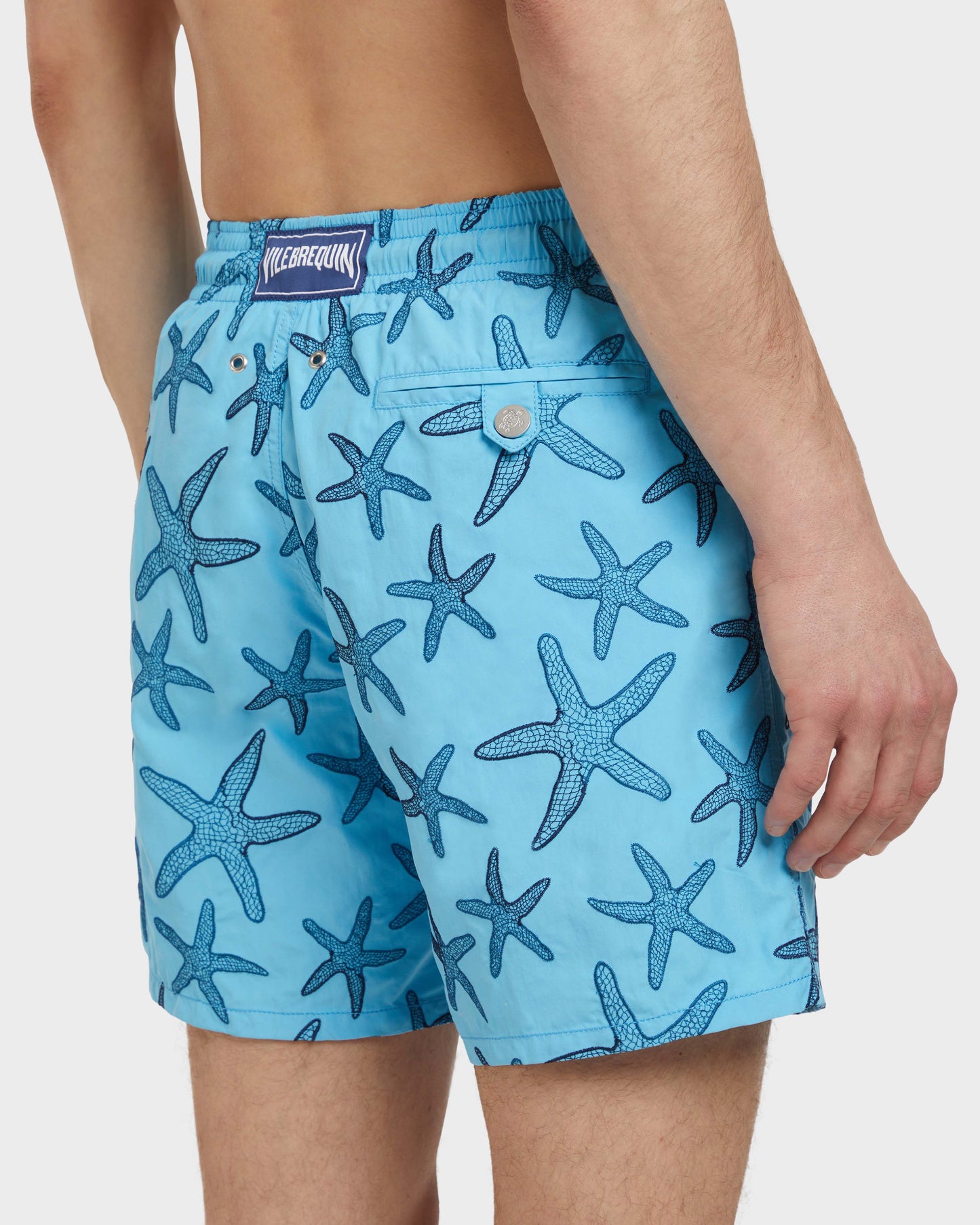Vilebrequin Men Swim shorts Embroidered Starfish - Blue topaz