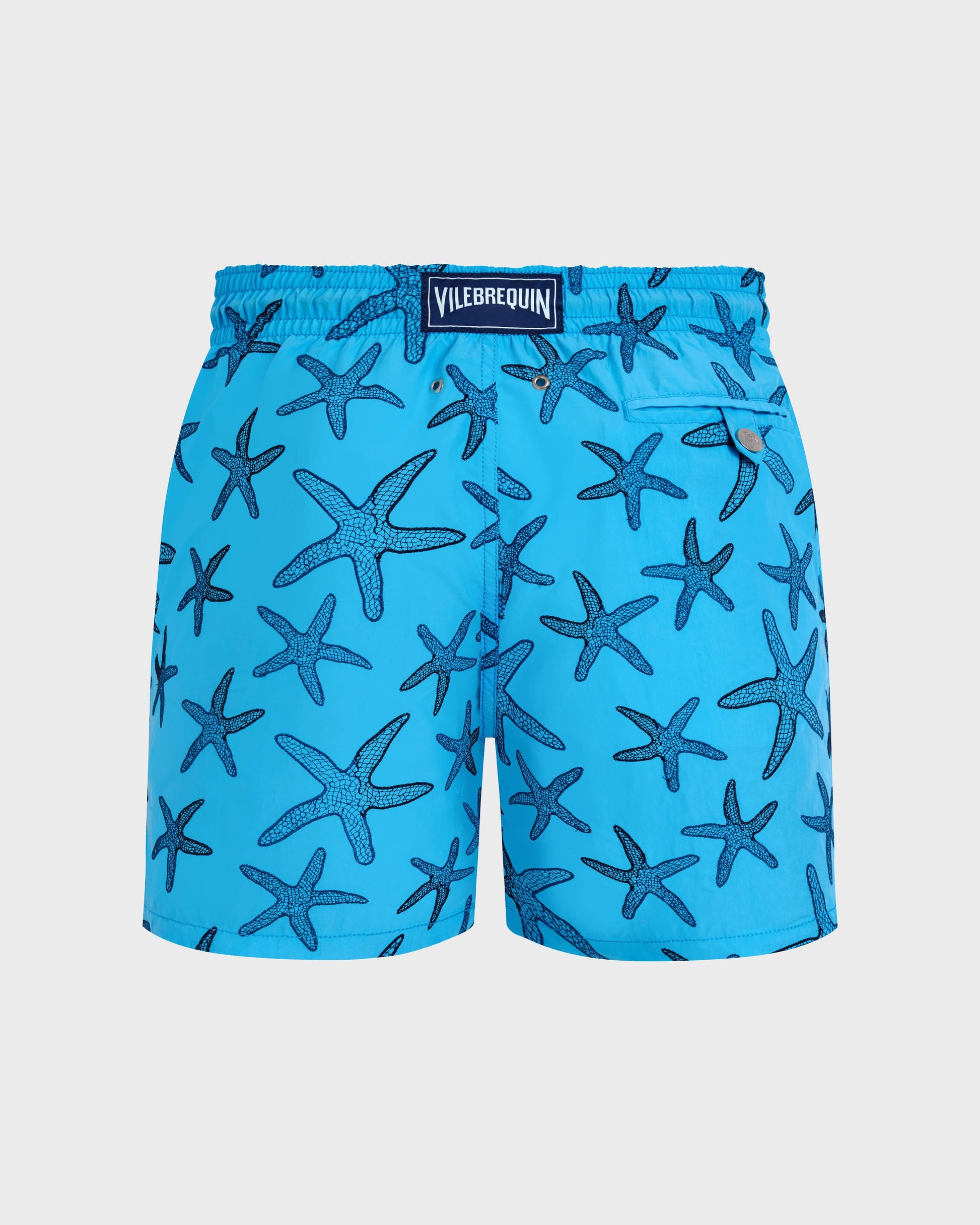 Vilebrequin Men Swim shorts Embroidered Starfish - Blue topaz