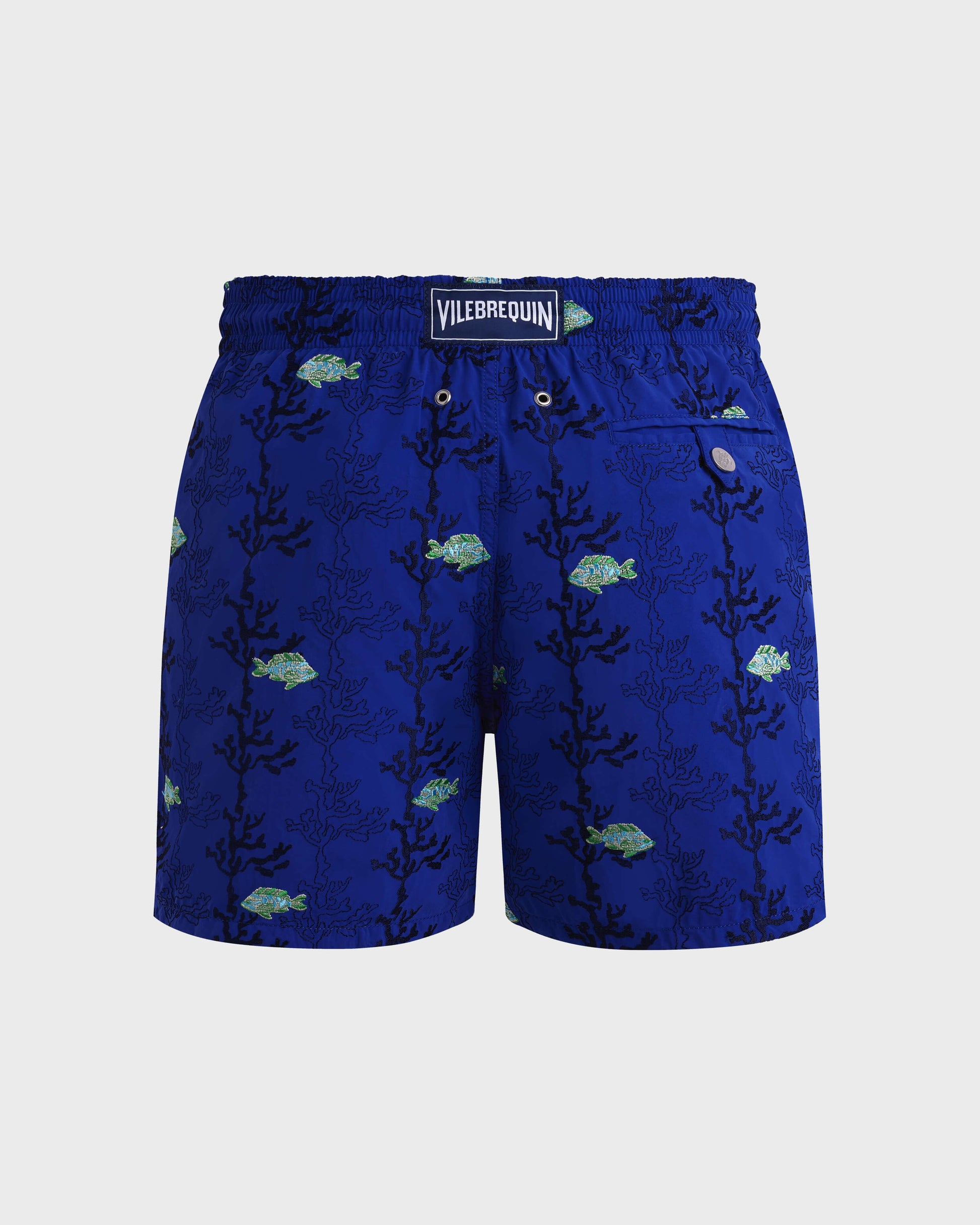 Vilebrequin Men Swim shorts Embroidered Seaweed - Blue Marrakech