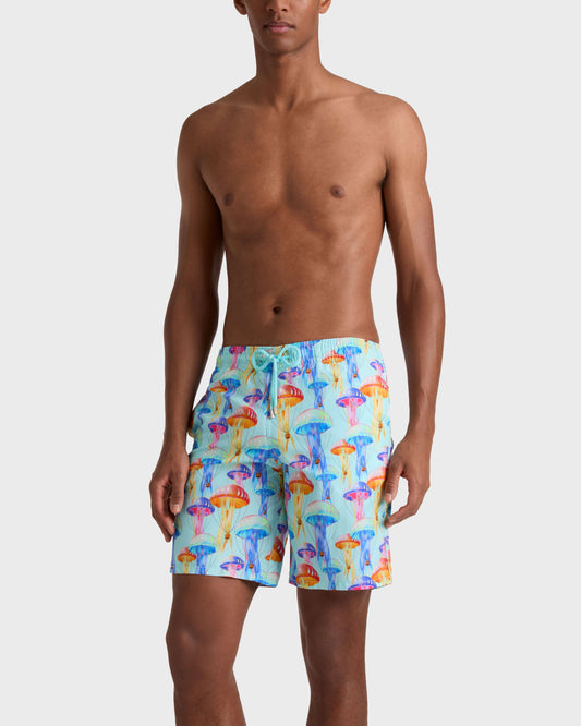 Vilebrequin Men Long Swim Trunks Medusair - Blue Oxygene