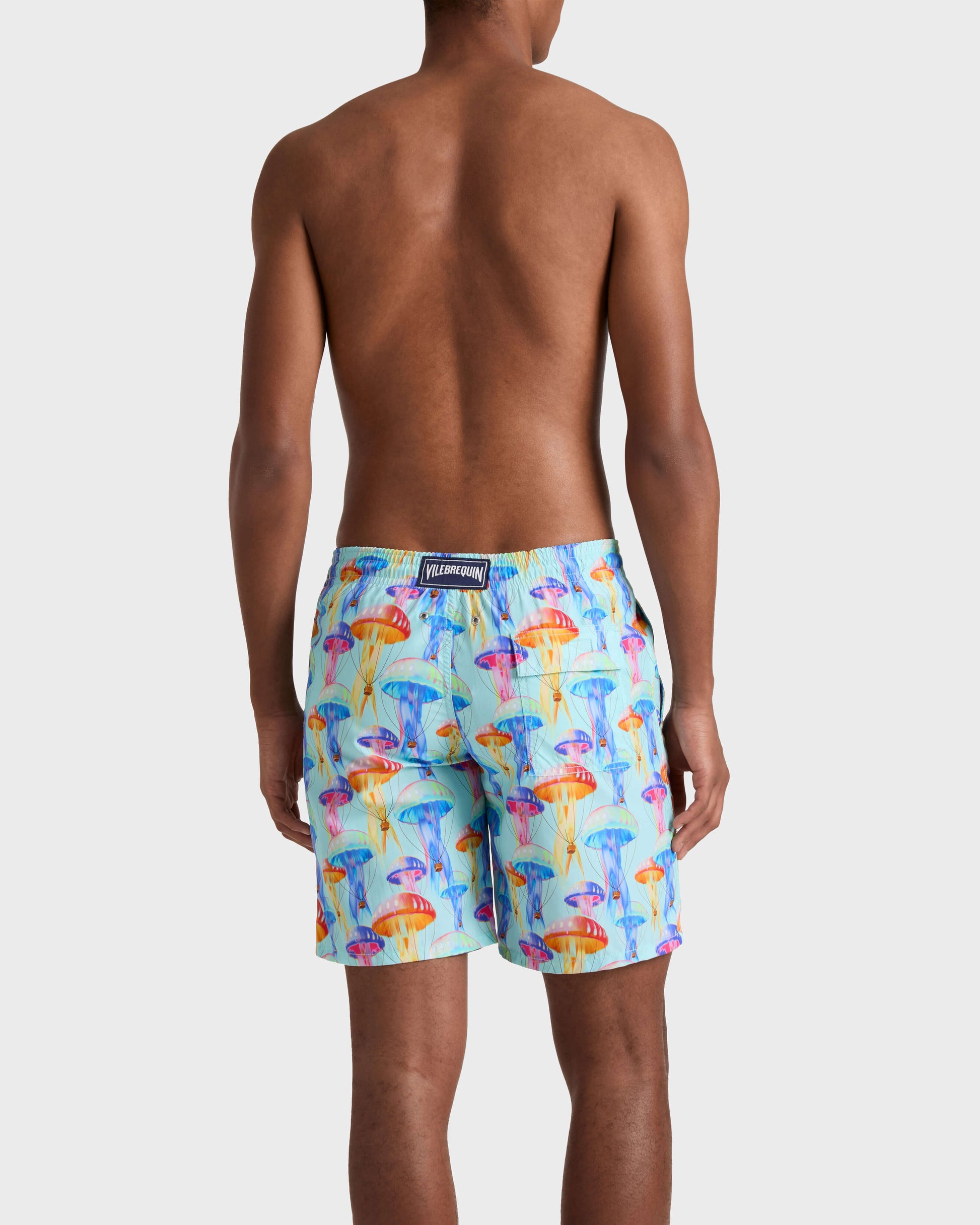 Vilebrequin Men Long Swim Trunks Medusair - Blue Oxygene
