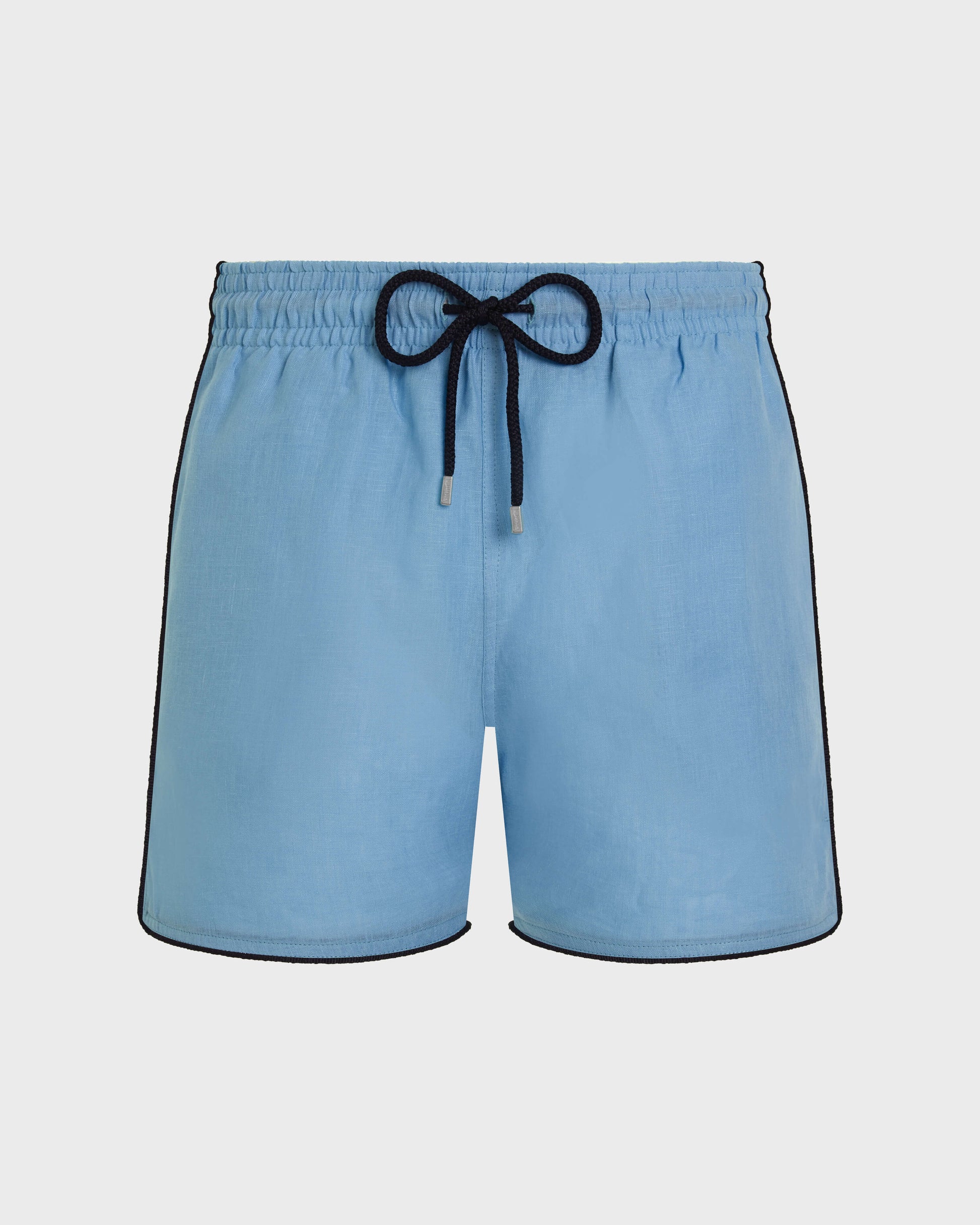 Vilebrequin Men Linen Swim Trunks Solid - Blue Larimar