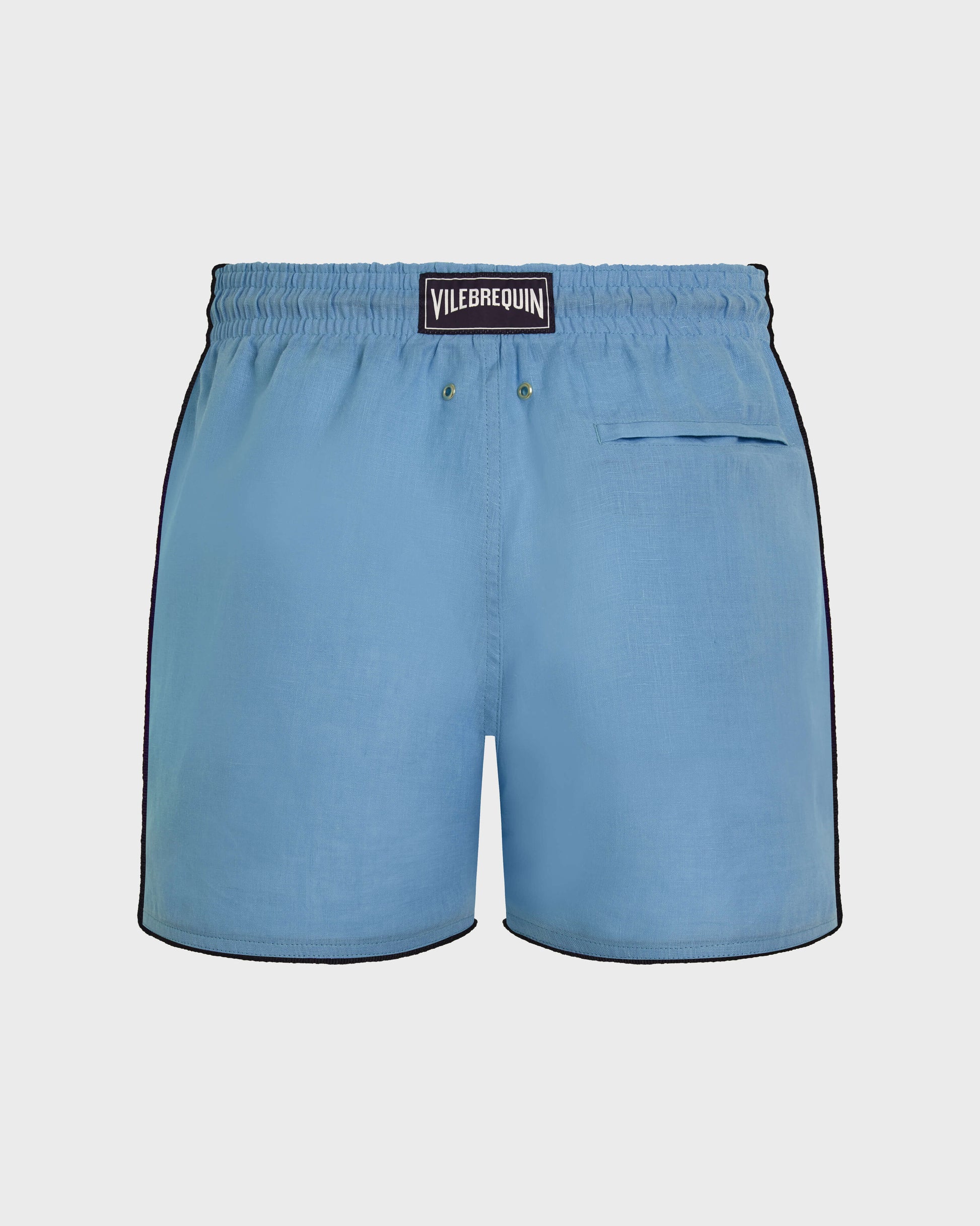 Vilebrequin Men Linen Swim Trunks Solid - Blue Larimar