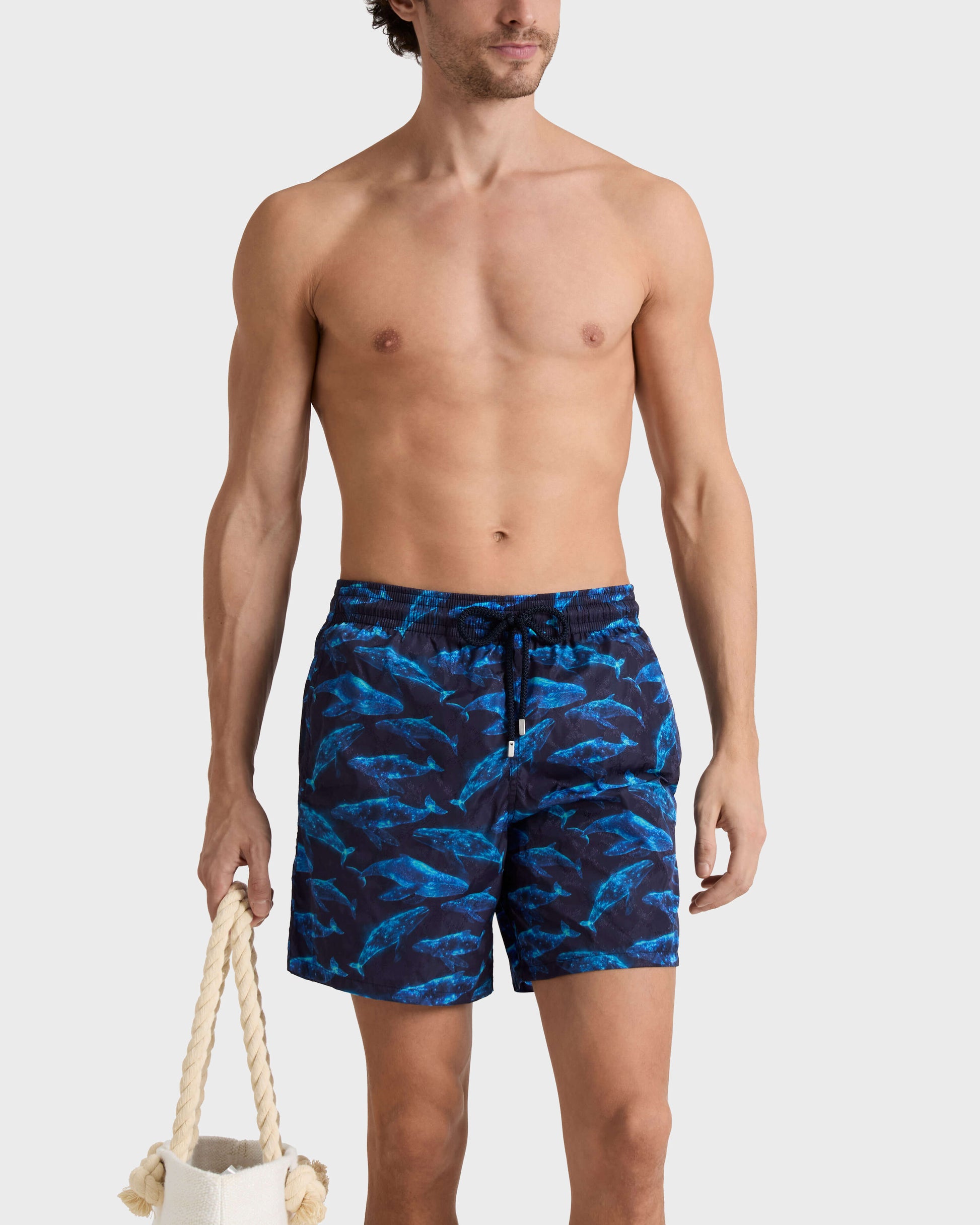 Vilebrequin Men Swim Trunks Sparkling Whales - Blue Navy