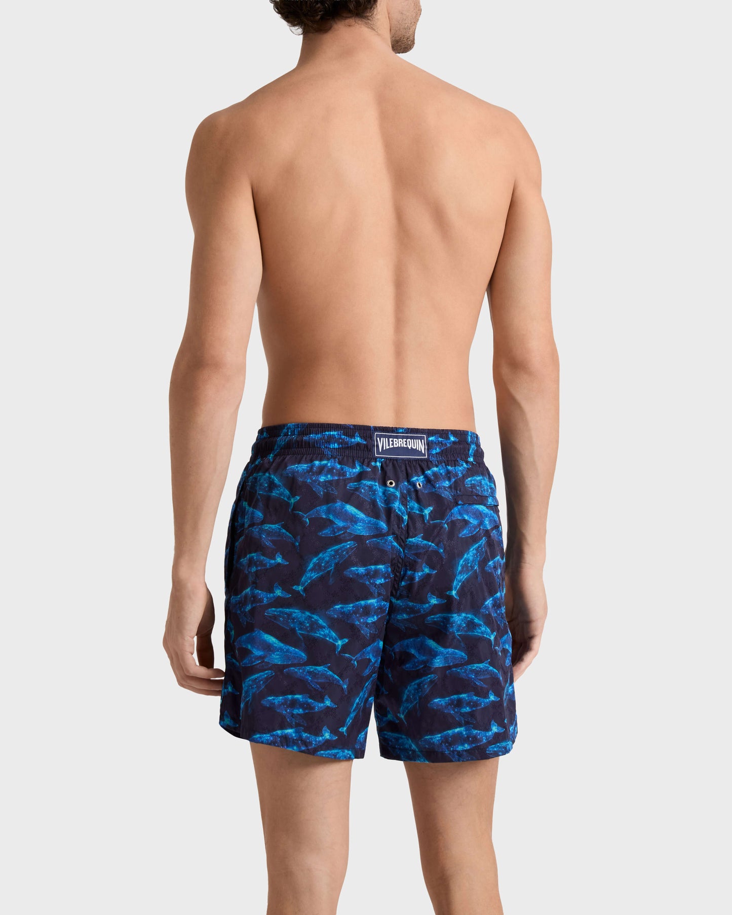 Vilebrequin Men Swim Trunks Sparkling Whales - Blue Navy