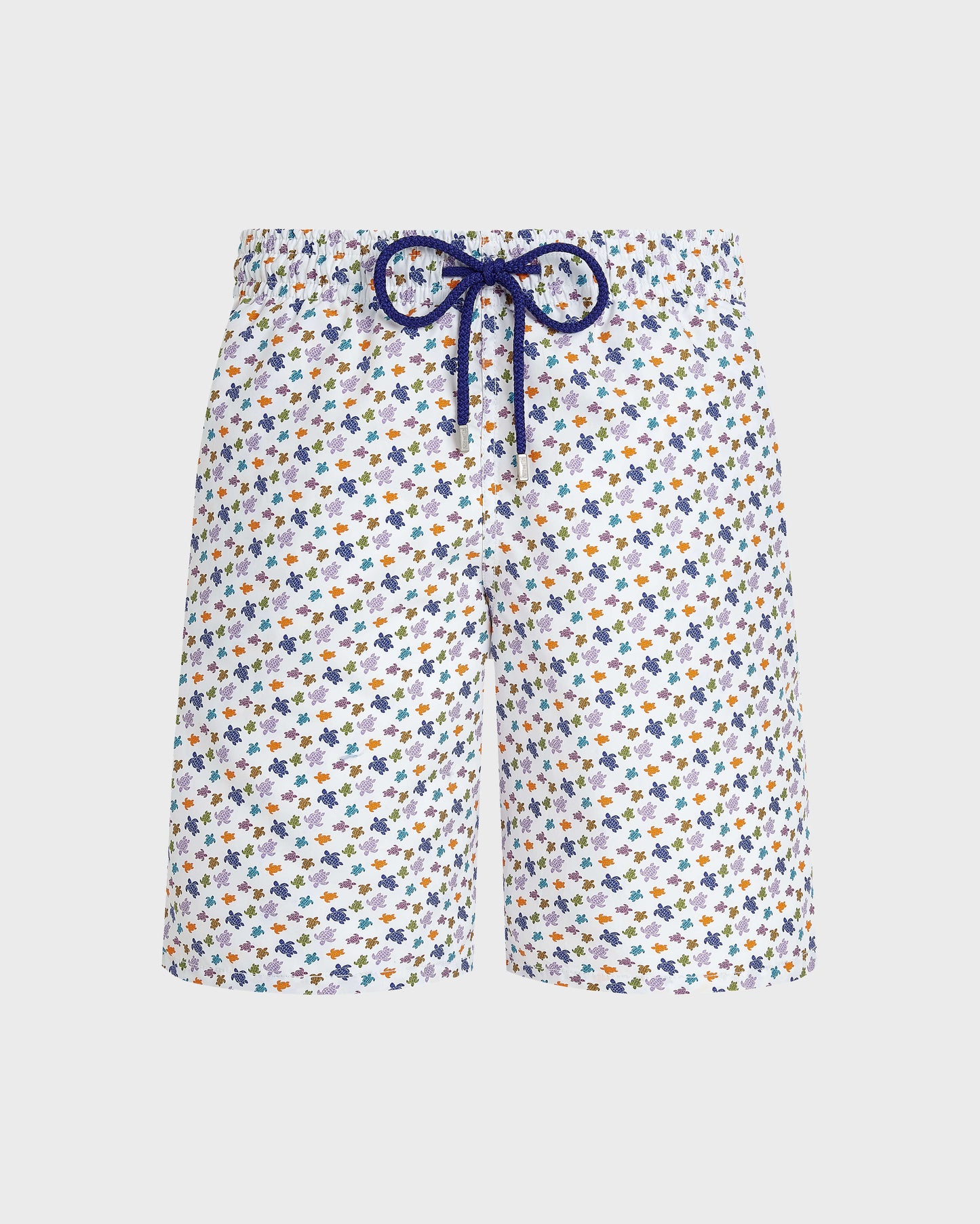 Vilebrequin Men Long Swim Trunks Micro Ronde des Tortues - White