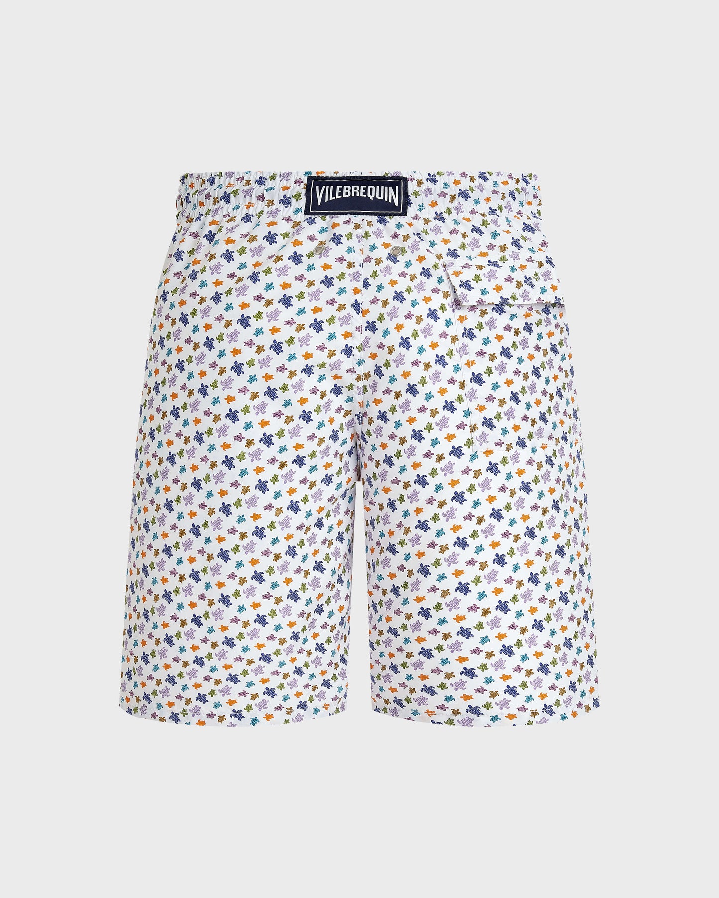 Vilebrequin Men Long Swim Trunks Micro Ronde des Tortues - White