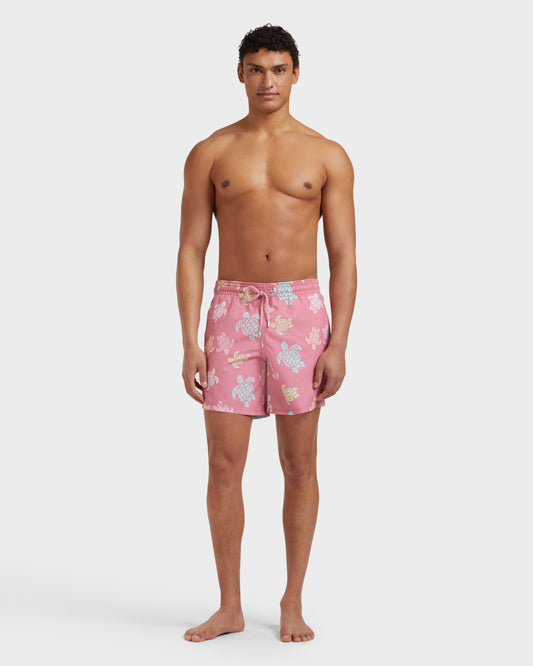 Vilebrequin Men Swim Shorts Tortues Multicolores - Pink Boudoir