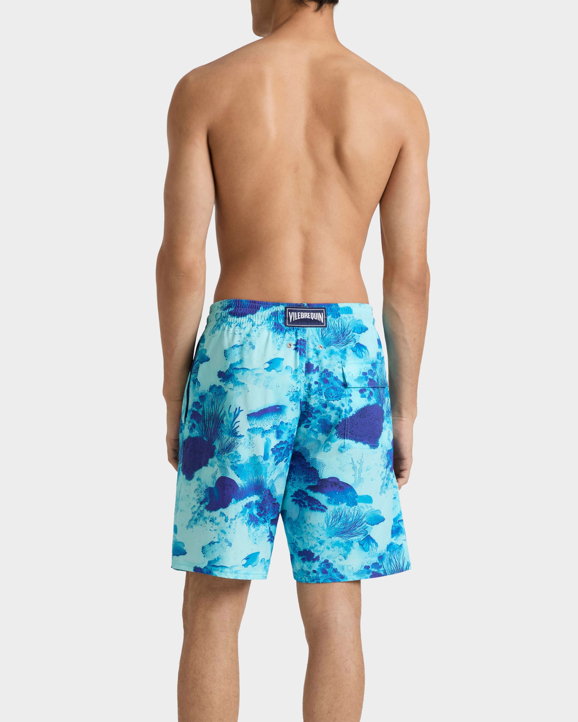 Vilebrequin Men Long Stretch Swim Trunks Coral Reef - Blue Oxygene