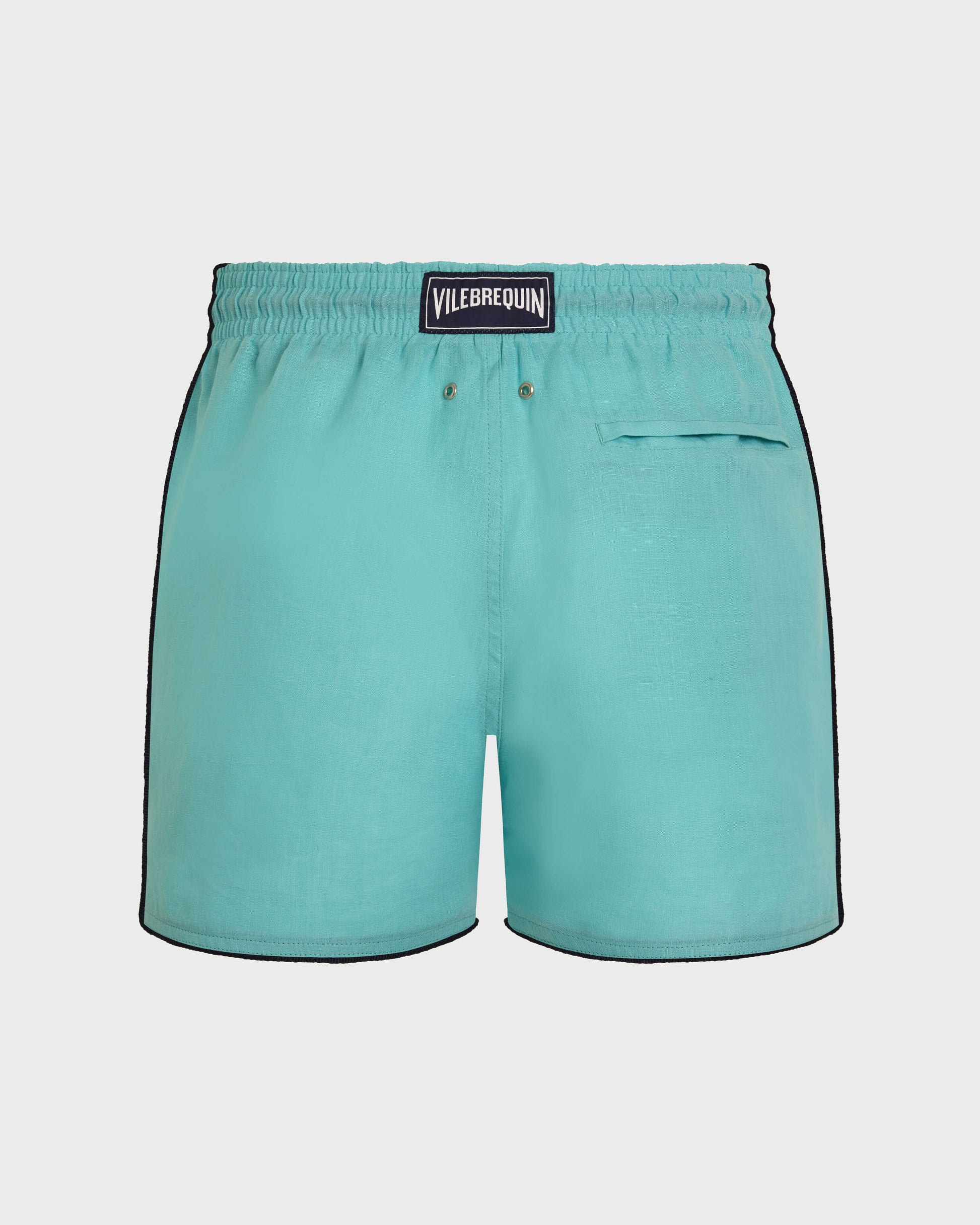 Vilebrequin Men Linen Swim Trunks Solid - Green Aventurine