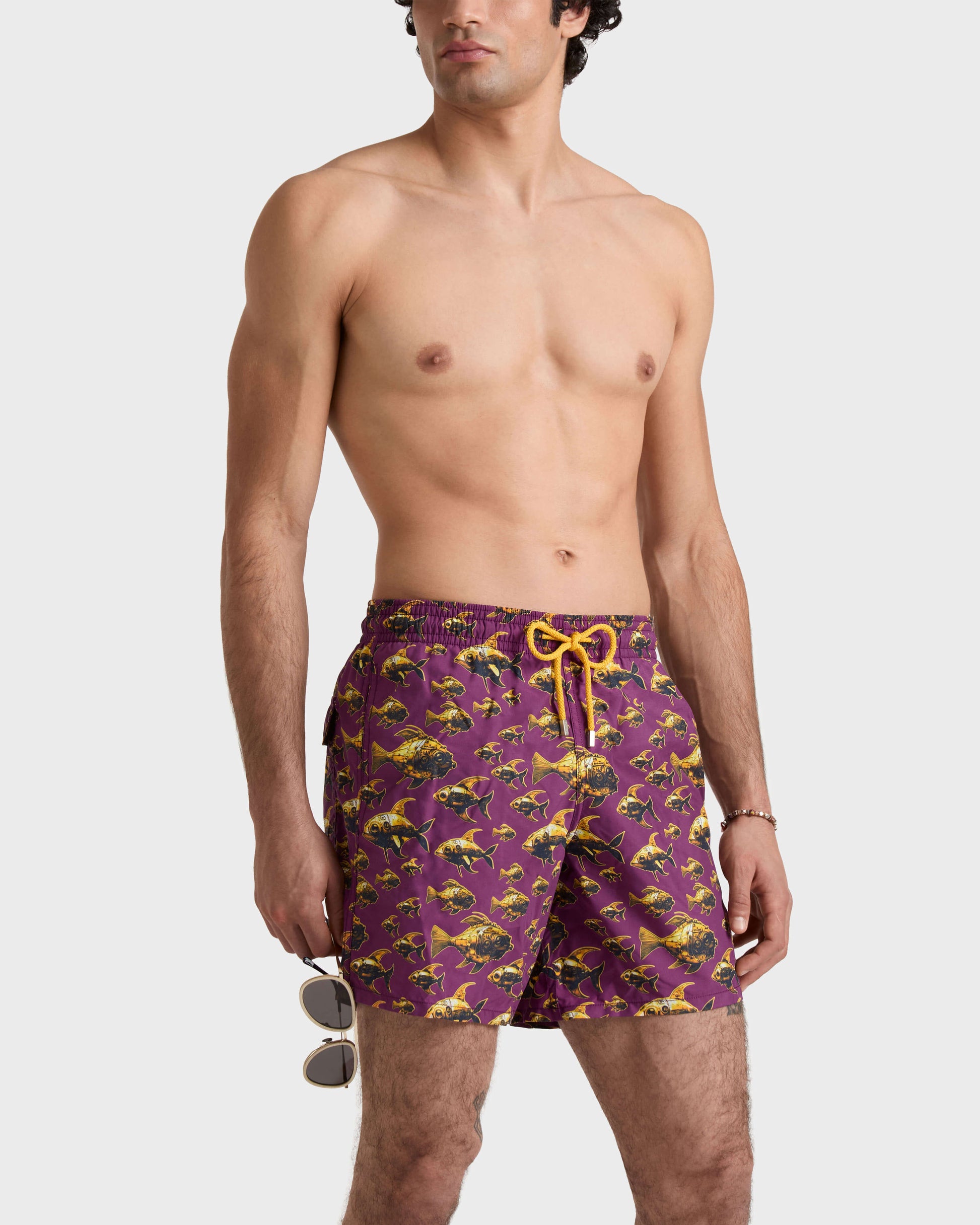 Vilebrequin Men Swim Trunks Meca Fish - Purple Kerala