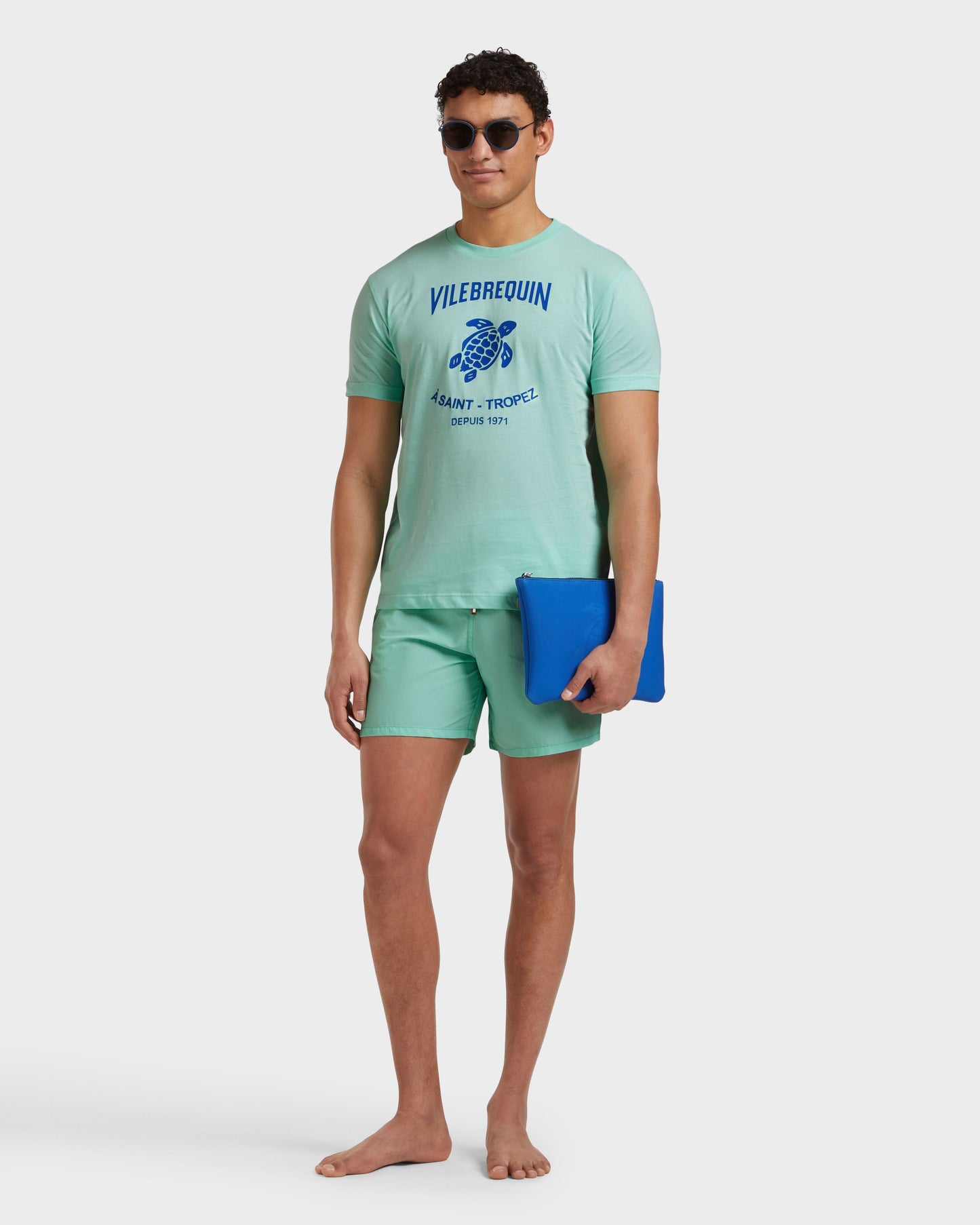 Vilebrequin Men Swim Shorts Solid - Green Caribbean