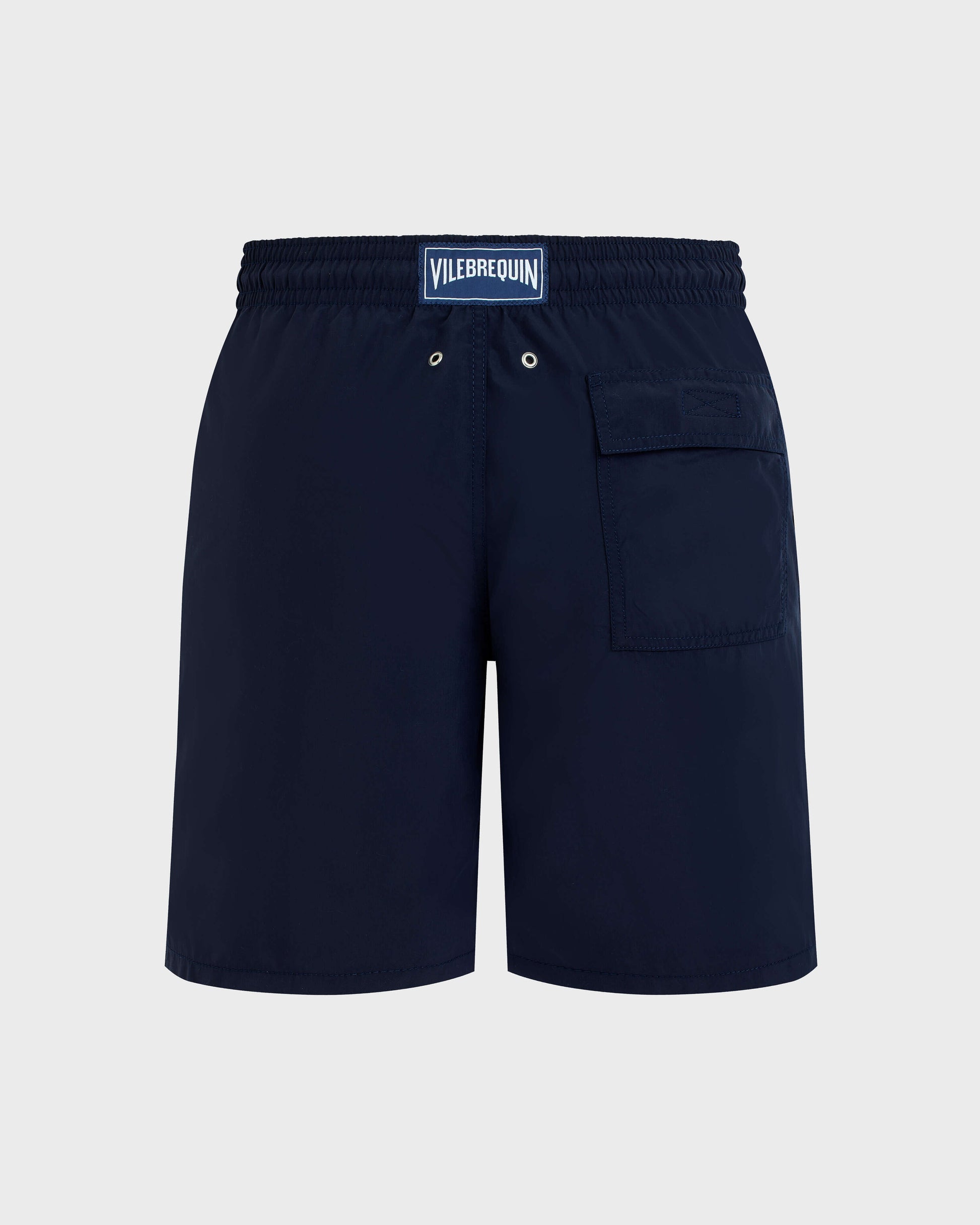 Vilebrequin Men Long Swim Shorts Solid - Blue Navy Swimwear