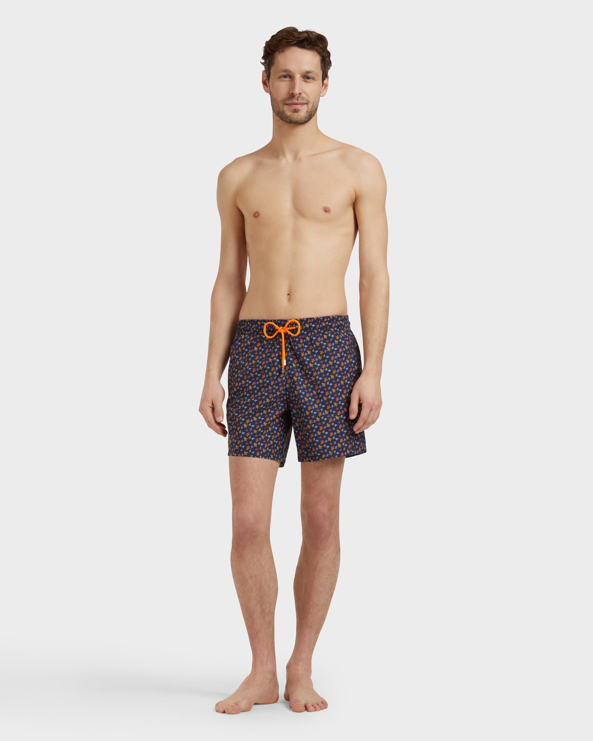 Vilebrequin Men Swim Shorts Micro Ronde Des Tortues - Orange Vitamin