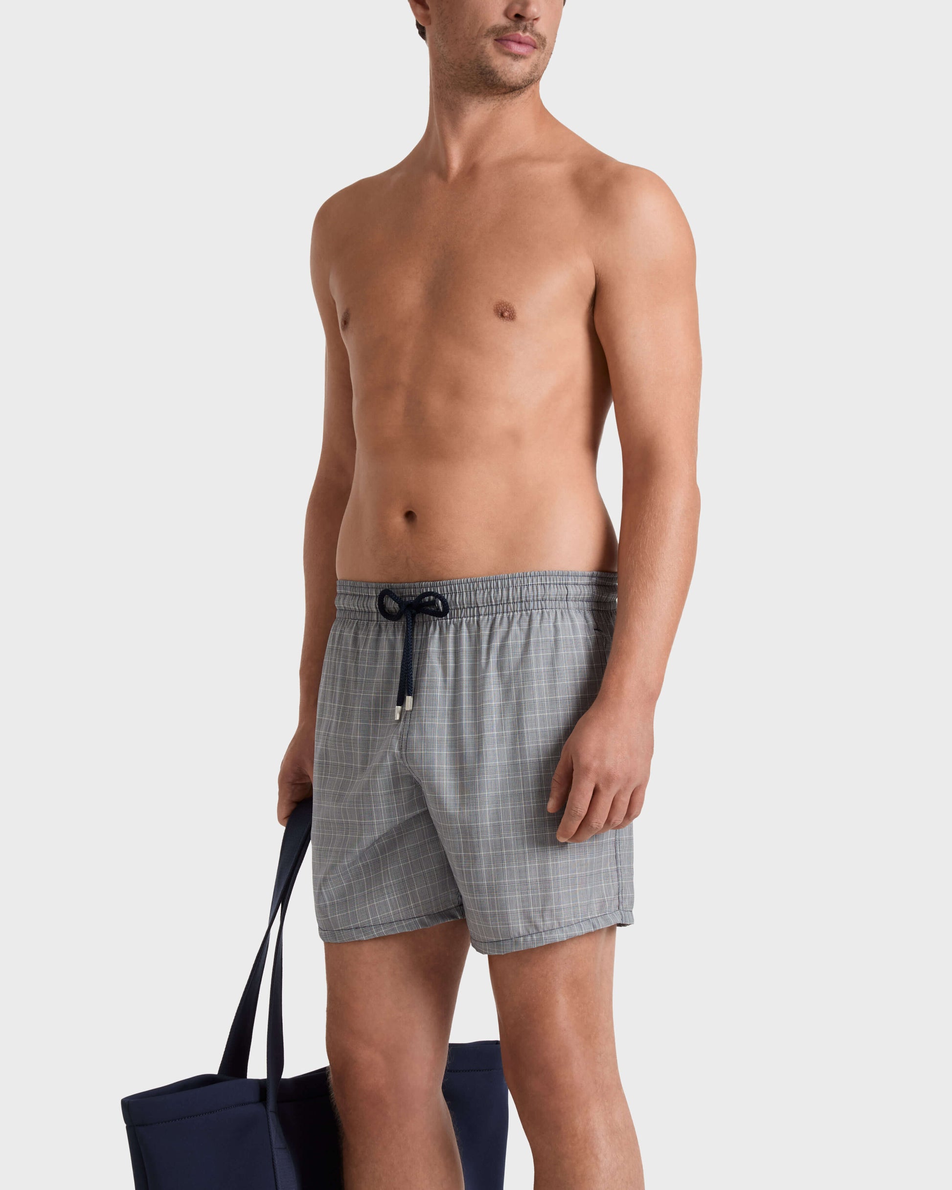 Vilebrequin Men Ultrafine Wool Swim Trunks Prince of Wales Check - Blue Navy
