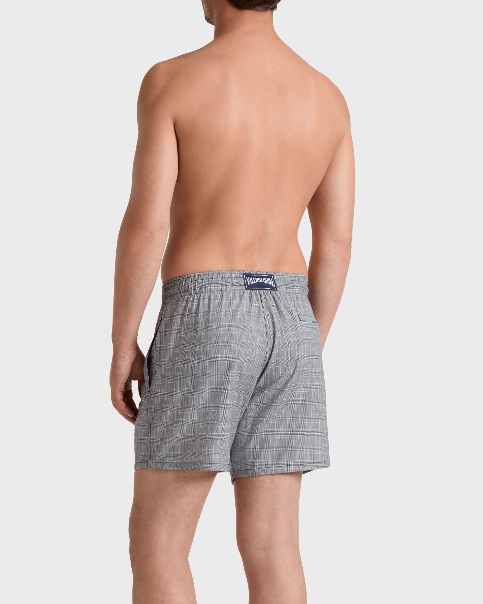 Vilebrequin Men Ultrafine Wool Swim Trunks Prince of Wales Check - Blue Navy