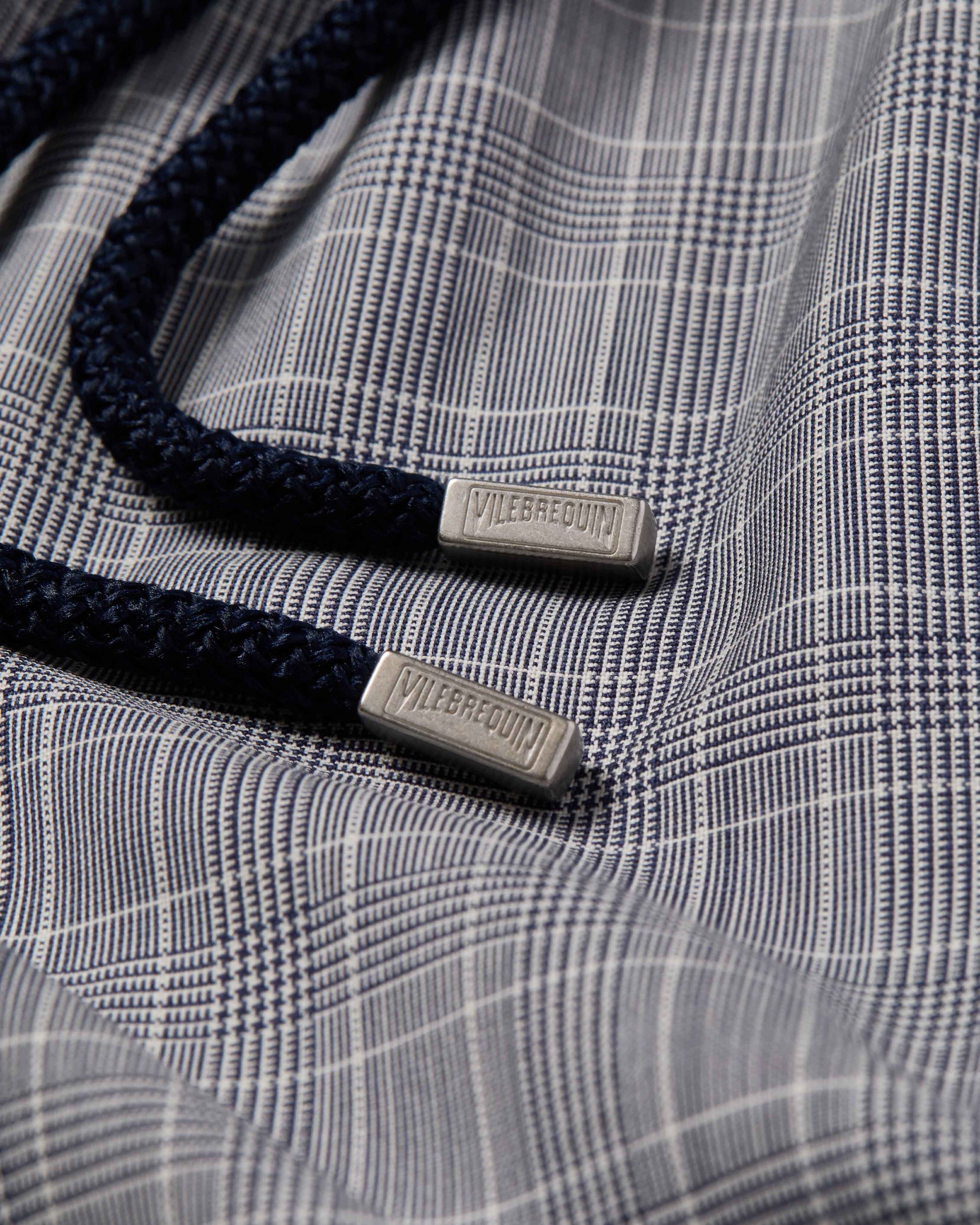 Vilebrequin Men Ultrafine Wool Swim Trunks Prince of Wales Check - Blue Navy