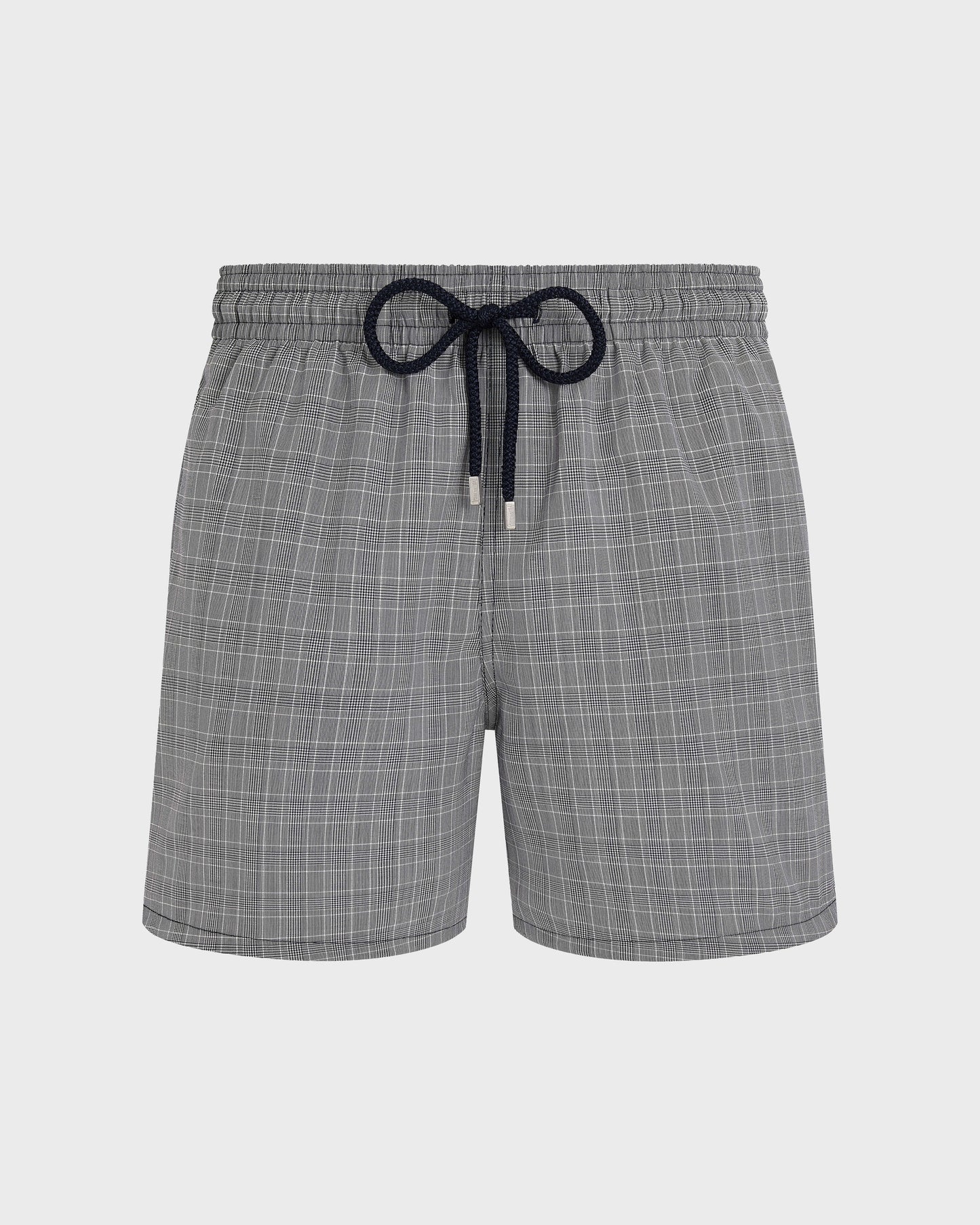 Vilebrequin Men Ultrafine Wool Swim Trunks Prince of Wales Check - Blue Navy