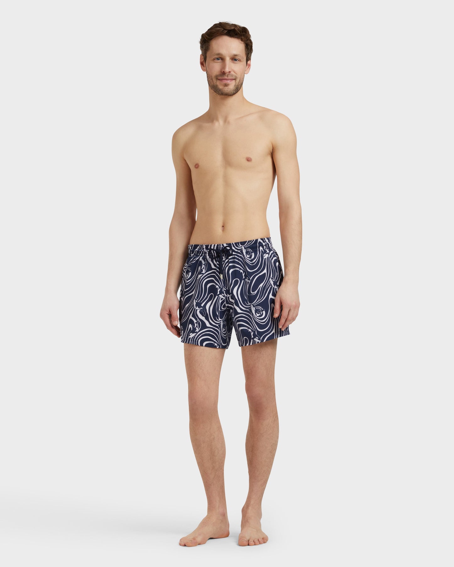 Vilebrequin Men Stretch Short Swim Shorts Orcas - Blue Navy