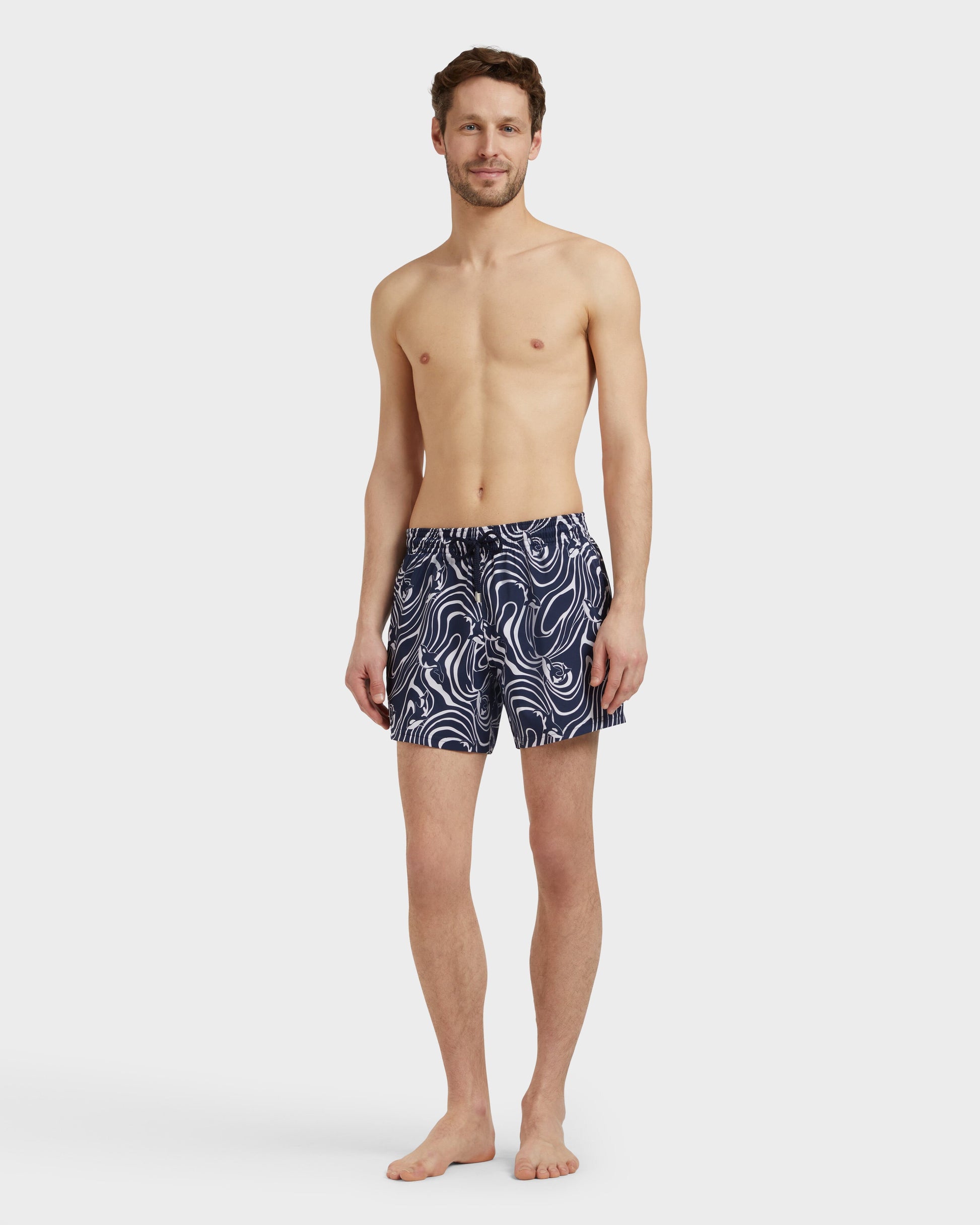 Vilebrequin Men Stretch Short Swim Shorts Orcas - Blue Navy